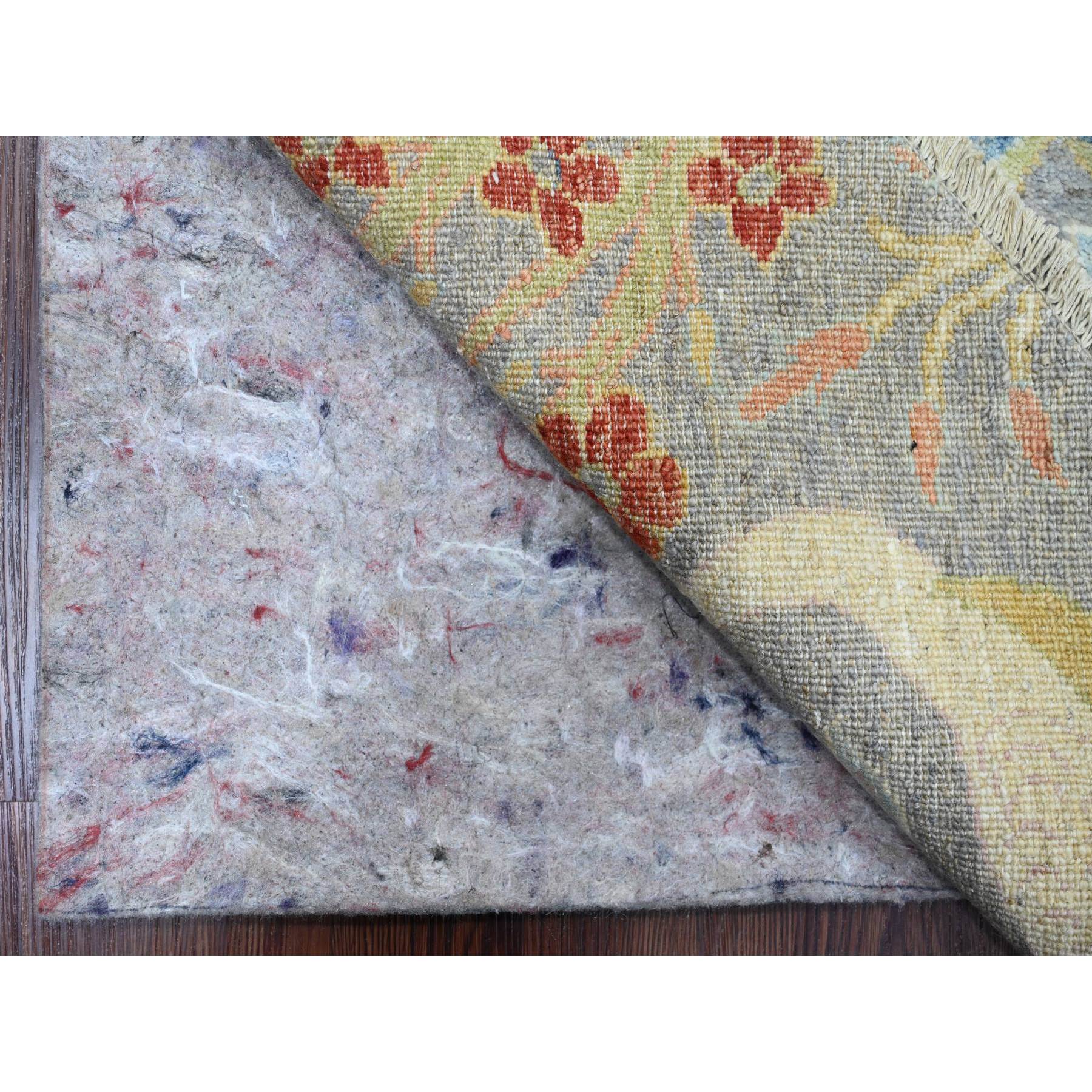 10'1"x10'1" Spanish Gray, Afghan Peshawar with Birds of Paradise Design, Hand Knotted, Soft Wool, Vegetable Dyes, Round, Oriental Rug Sh89983