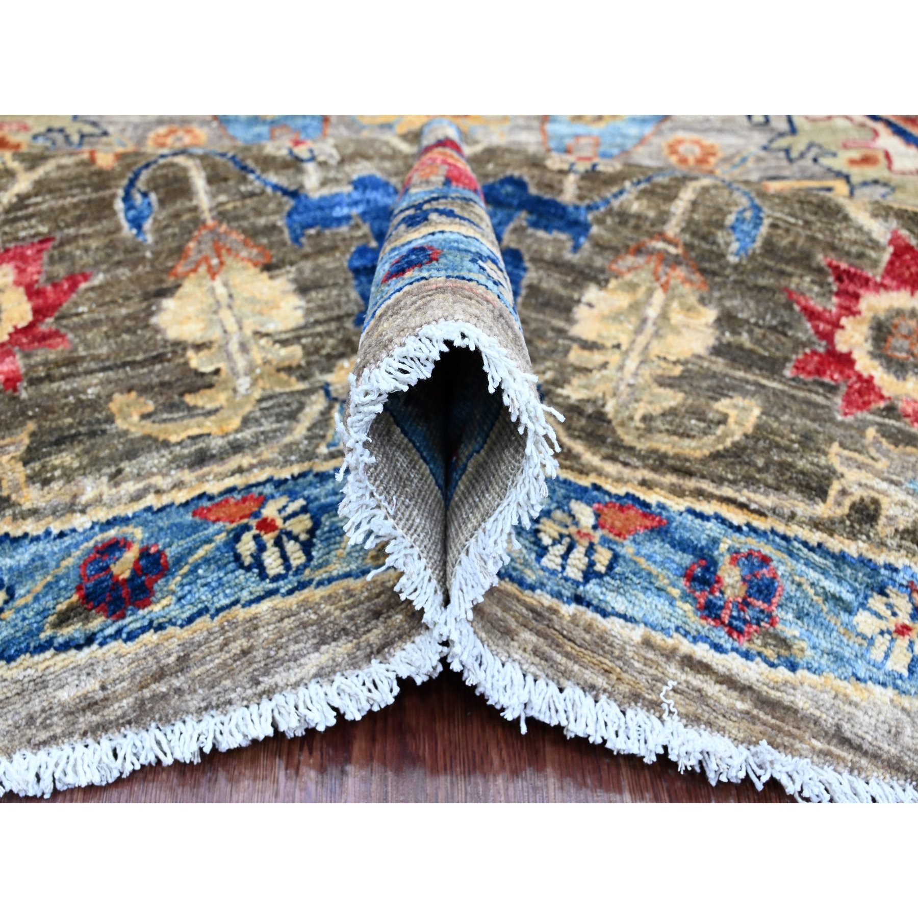 10'x10' Cloud Gray, Peshawar with Ziegler Mahal Design, Hand Knotted, High Mountain Wool, Densely Woven, Round, Oriental Rug Sh89984