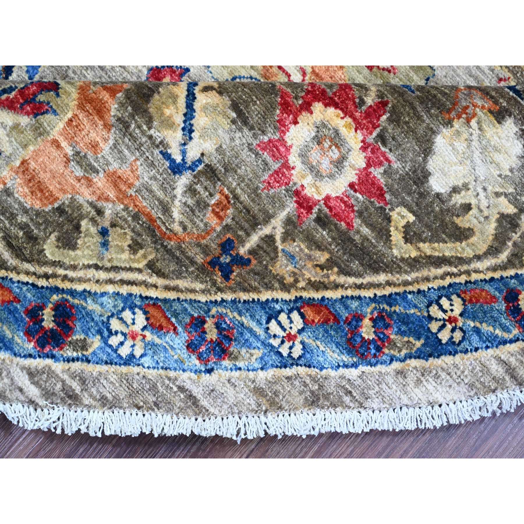 10'x10' Cloud Gray, Peshawar with Ziegler Mahal Design, Hand Knotted, High Mountain Wool, Densely Woven, Round, Oriental Rug Sh89984