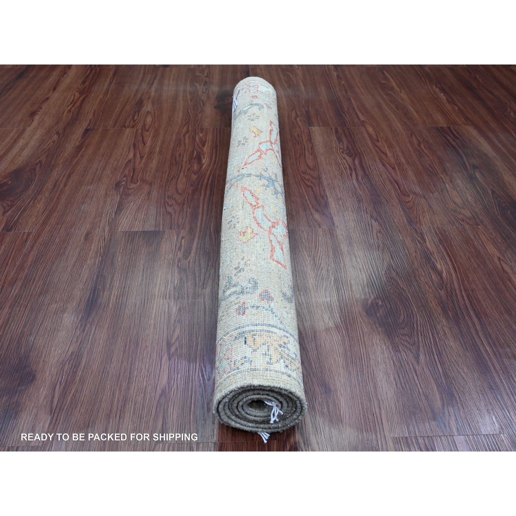 3'2"x5'1" Cloud Gray, Peshawar with Bijar Garus Design, High Mountain Wool, Hand Knotted, Vegetable Dyes, Densely Woven, Oriental Rug Sh89988