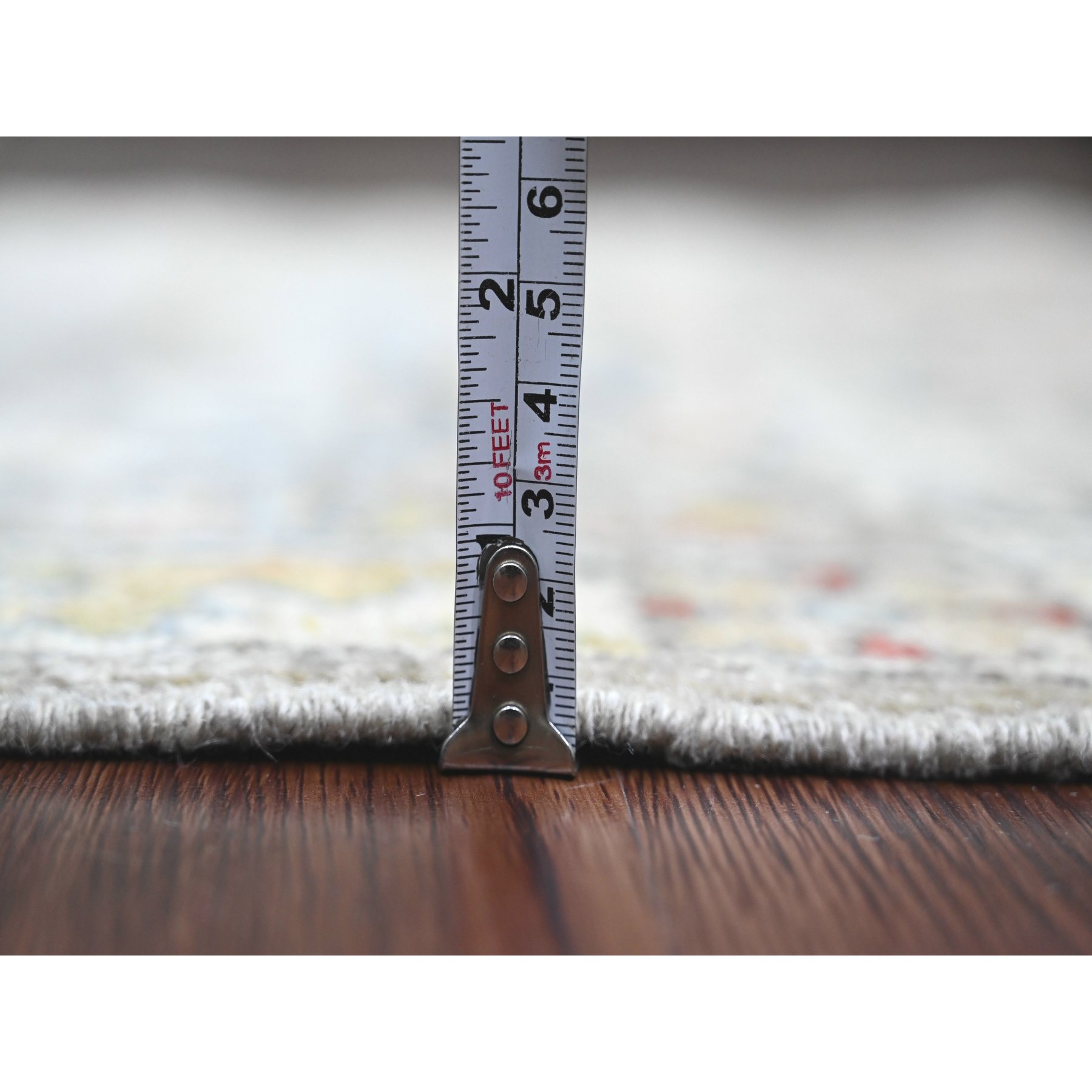 3'2"x5'1" Cloud Gray, Peshawar with Bijar Garus Design, High Mountain Wool, Hand Knotted, Vegetable Dyes, Densely Woven, Oriental Rug Sh89988