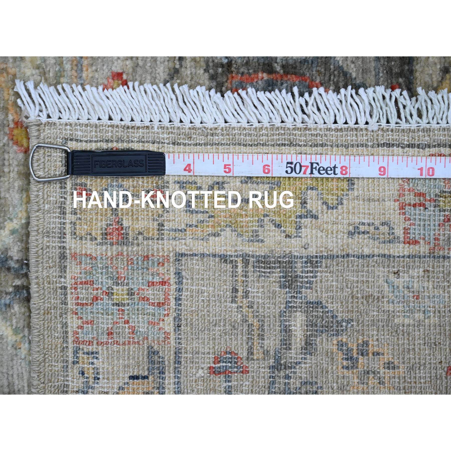 3'2"x5'1" Cloud Gray, Peshawar with Bijar Garus Design, High Mountain Wool, Hand Knotted, Vegetable Dyes, Densely Woven, Oriental Rug Sh89988