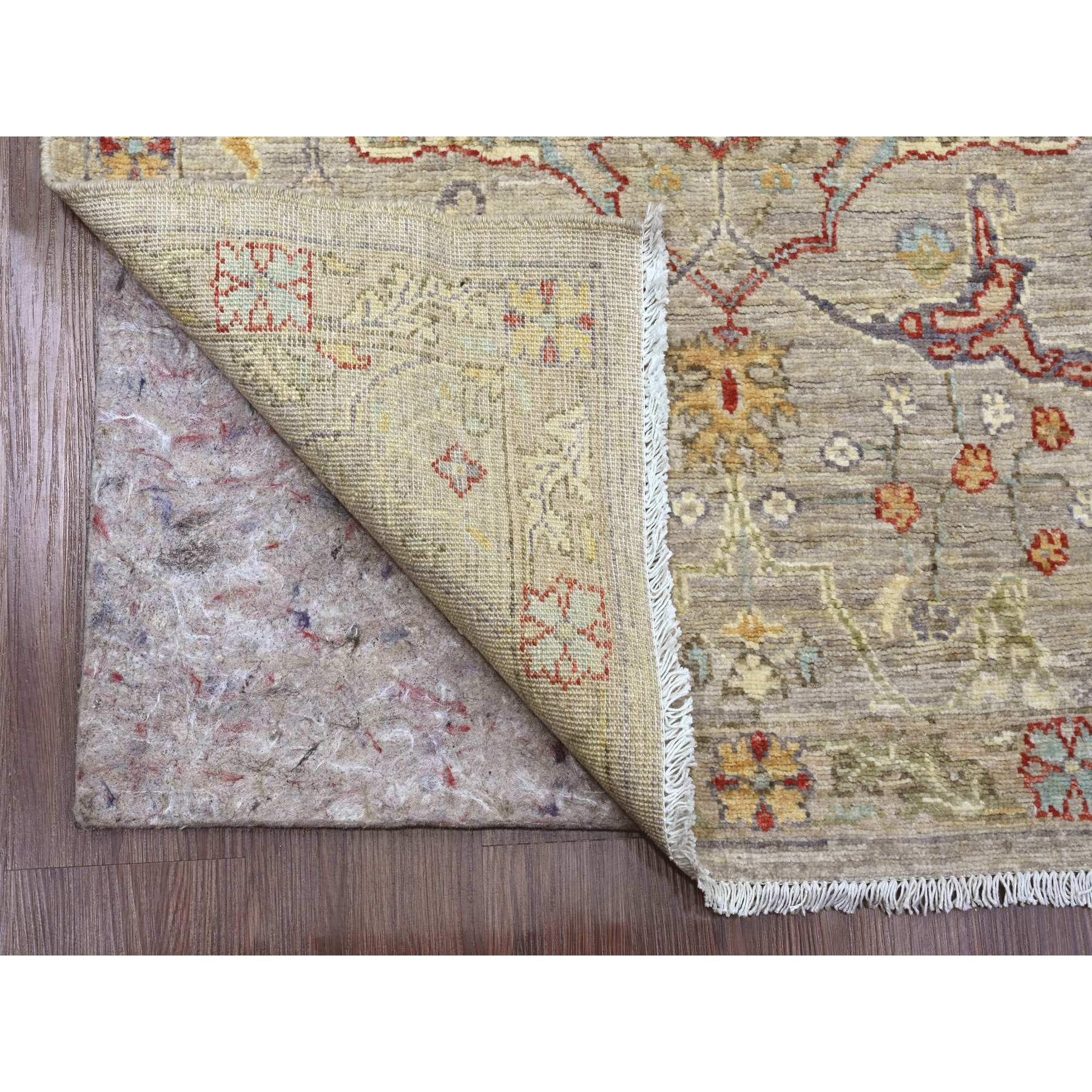 3'x11'8" Dark Vanilla Brown, Peshawar with Bijar Garus Design, High Mountain Wool, Hand Knotted, Vegetable Dyes, Densely Woven, Runner, Oriental Rug Sh89990