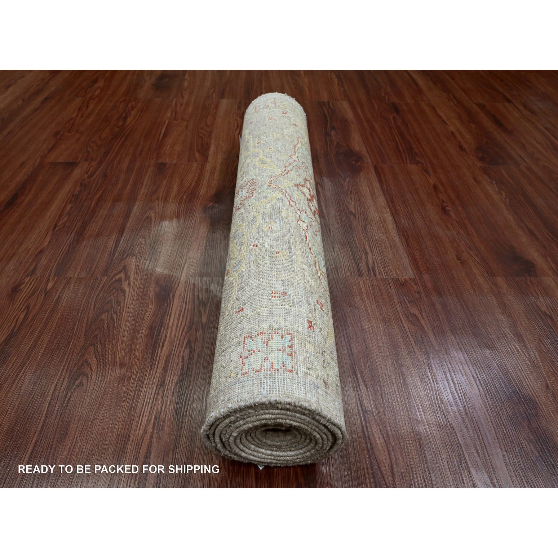 3'x11'8" Dark Vanilla Brown, Peshawar with Bijar Garus Design, High Mountain Wool, Hand Knotted, Vegetable Dyes, Densely Woven, Runner, Oriental Rug Sh89990