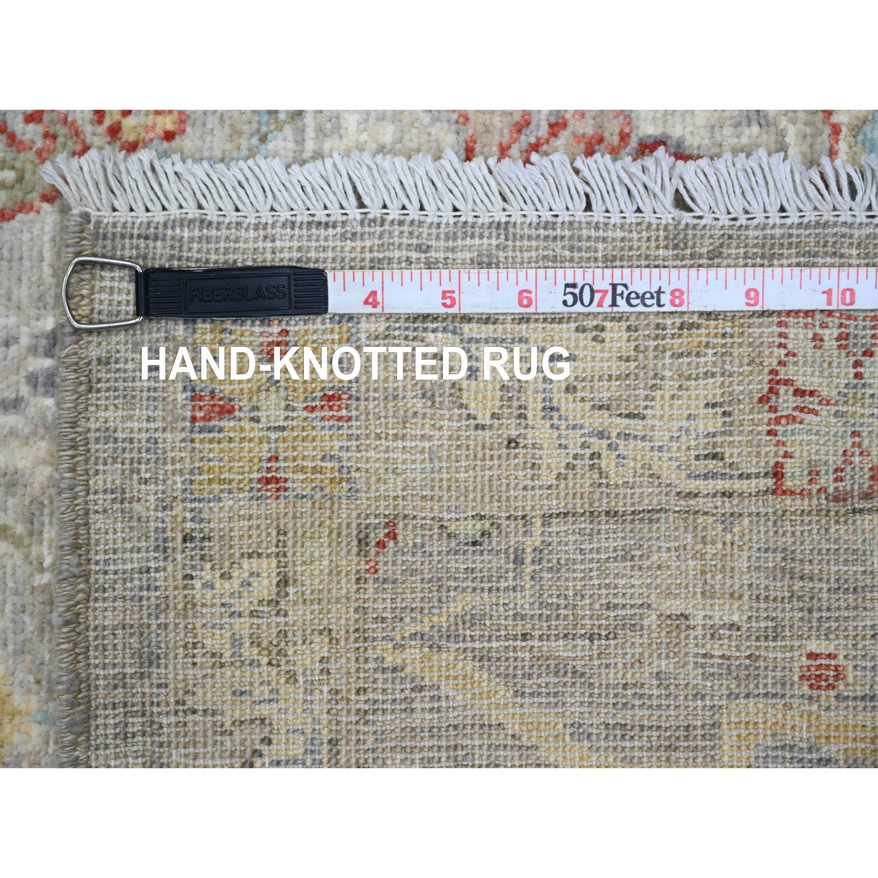 3'x11'8" Dark Vanilla Brown, Peshawar with Bijar Garus Design, High Mountain Wool, Hand Knotted, Vegetable Dyes, Densely Woven, Runner, Oriental Rug Sh89990