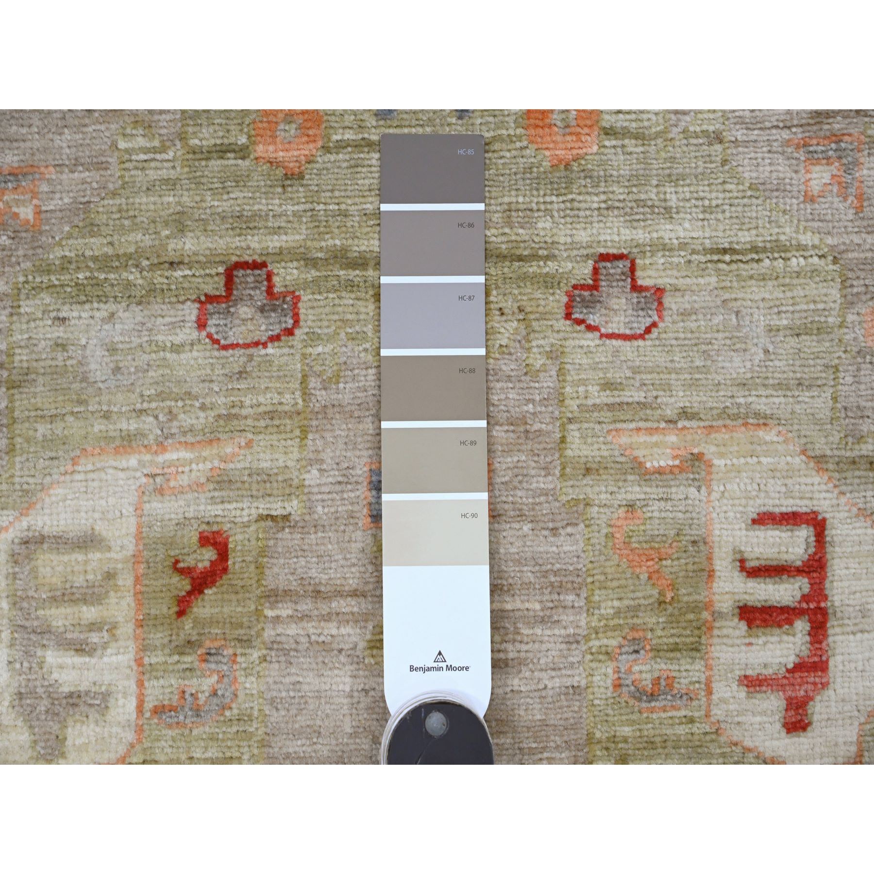 2'7"x6' Oyster Gray, Aryana Collection, Heriz with Dragon Design, Vegetable Dyes, High Mountain Wool, Hand Knotted, Runner, Oriental Rug Sh89991