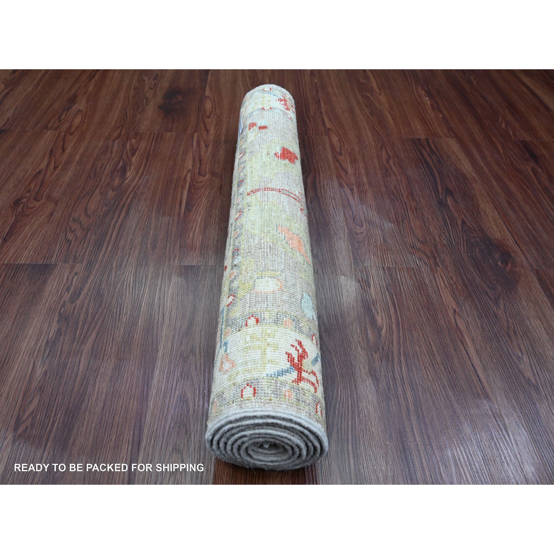 2'7"x6' Oyster Gray, Aryana Collection, Heriz with Dragon Design, Vegetable Dyes, High Mountain Wool, Hand Knotted, Runner, Oriental Rug Sh89991