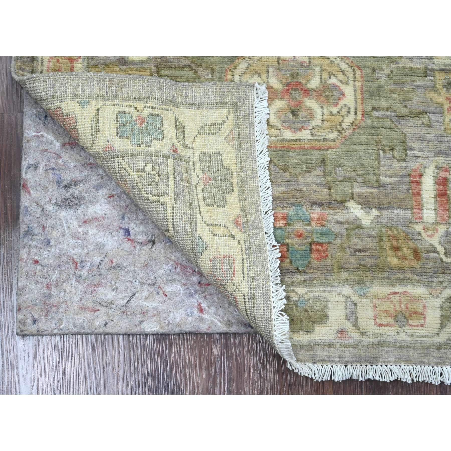 2'6"x6' Cloud Gray, Peshawar with Heriz All Over Design, High Mountain Wool, Densely Woven, Hand Knotted, Runner, Oriental Rug Sh89992
