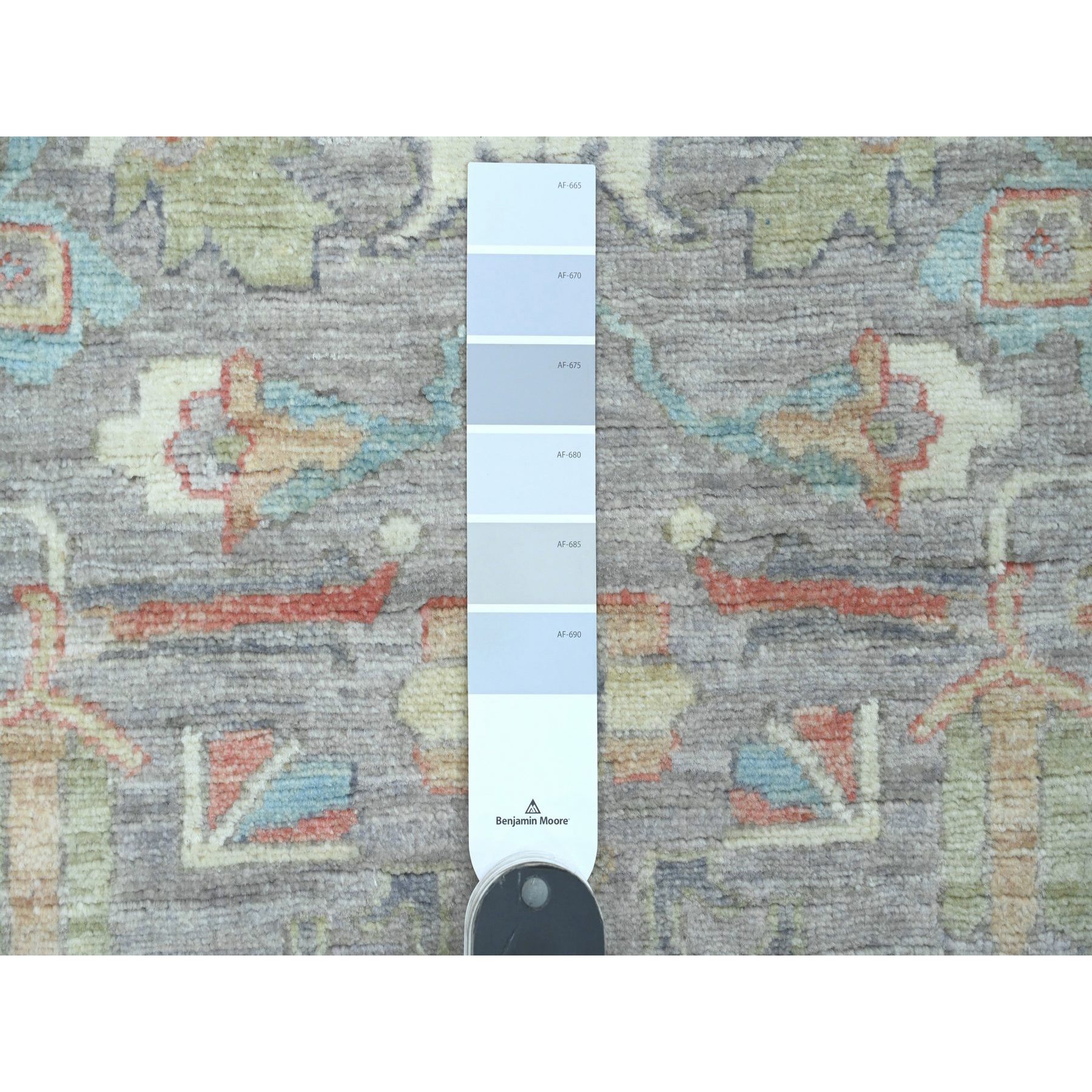 2'6"x6' Spanish Gray, Peshawar with Heriz All Over Design, Densely Woven, Hand Knotted, High Mountain Wool, Runner, Oriental Rug Sh89995