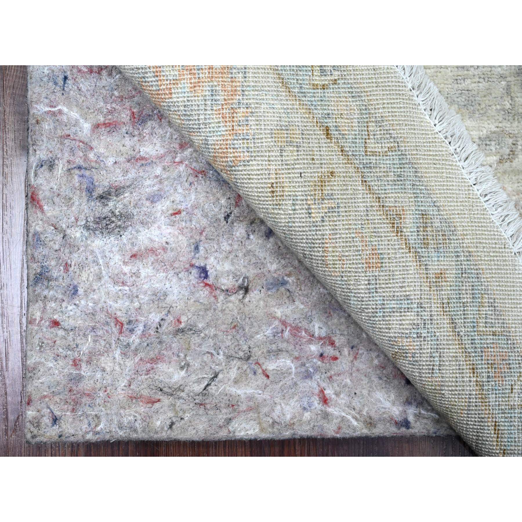 5'9"x5'9" Cascading White, Washed Out Peshawar with Heriz All Over Design, Densely Woven, High Mountain Wool, Hand Knotted, Round, Oriental Rug Sh89996