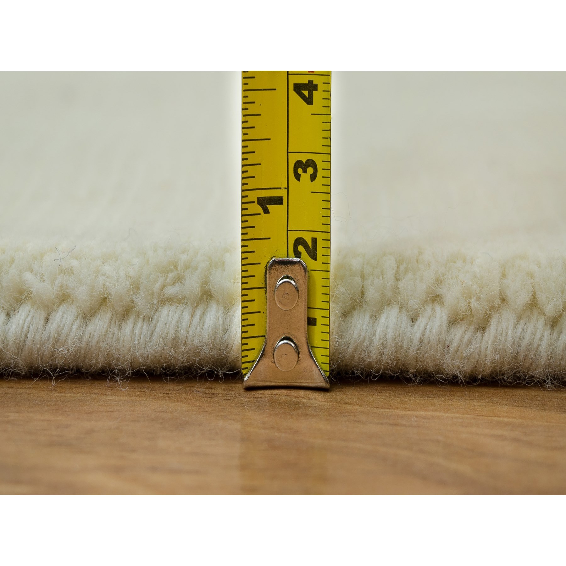2'x3' Photon White, Thick and Plush, Modern Plain Loom Knotted Wool and Plant Based Silk, Mat Oriental Rug Sh90174