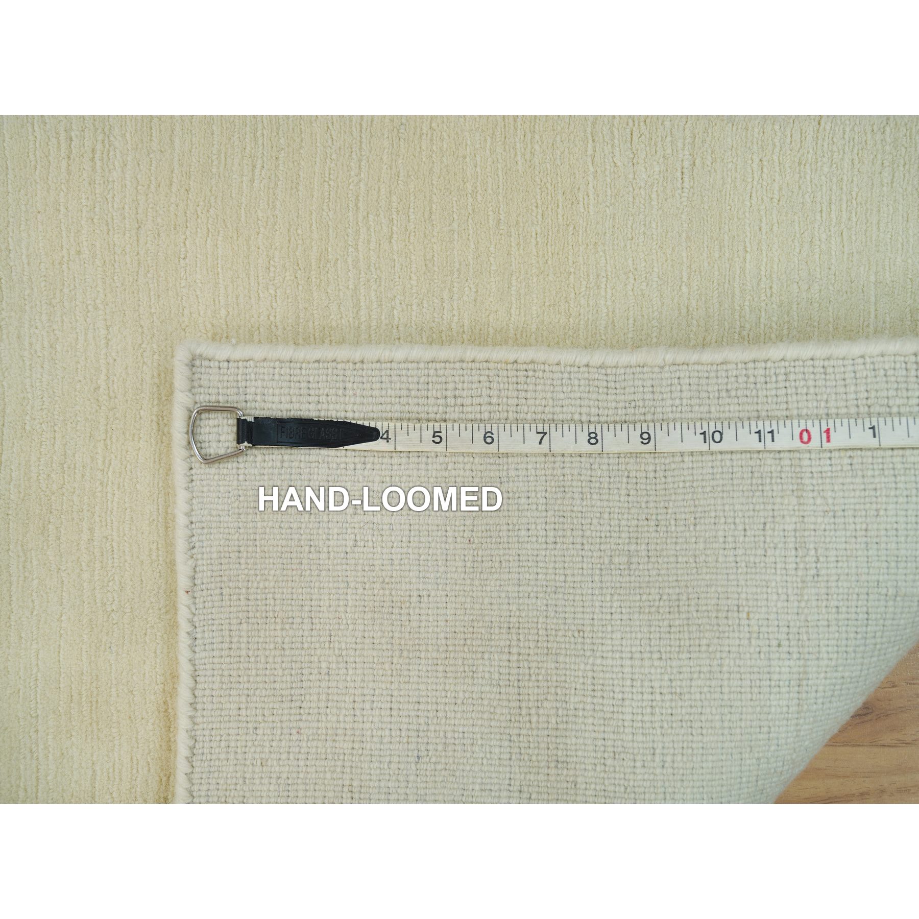 2'x3' Photon White, Thick and Plush, Modern Plain Loom Knotted Wool and Plant Based Silk, Mat Oriental Rug Sh90174