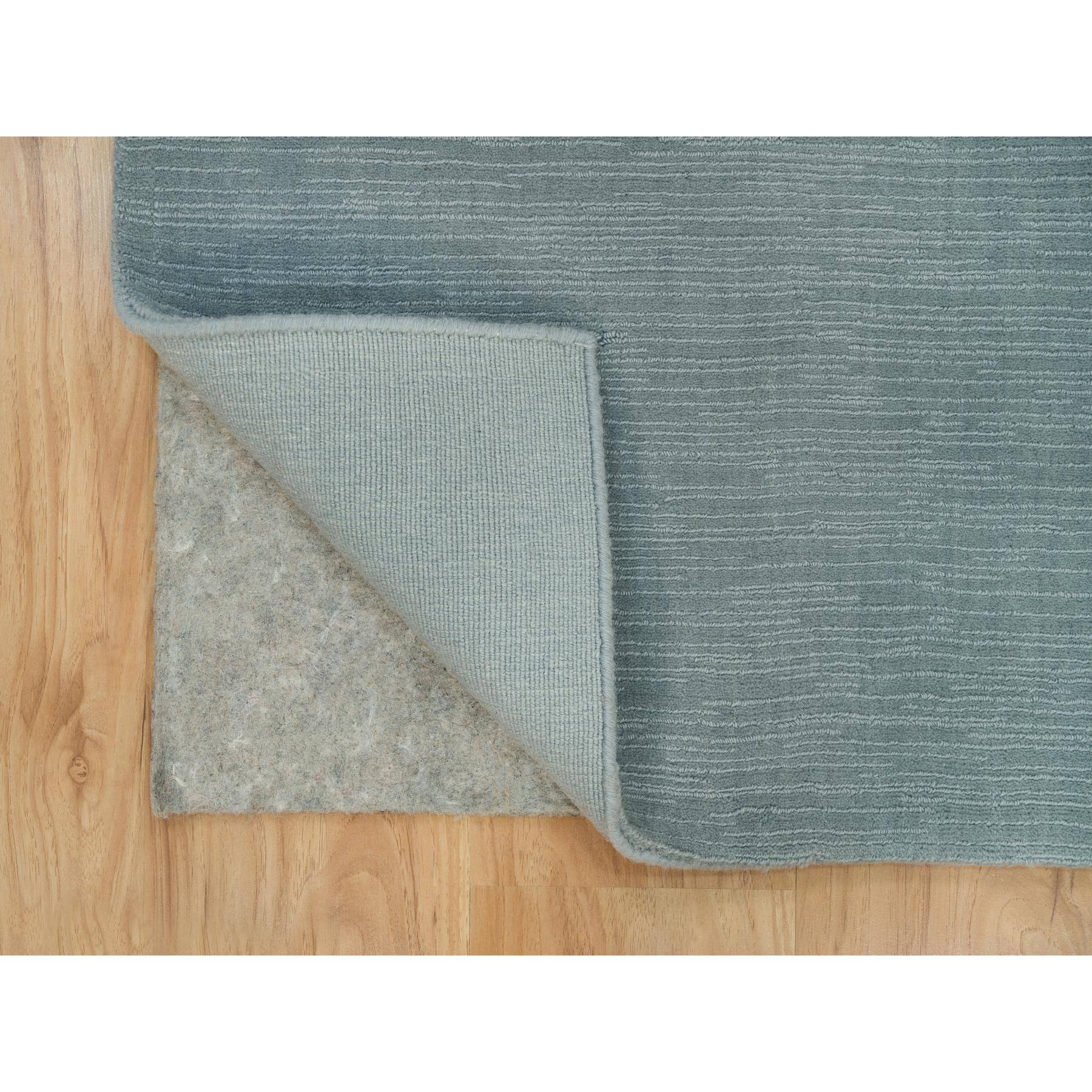2'x3'1" Stormcloud Gray, Thick and Plush Plain Loom Knotted, Wool and Plant Based Silk, Mat Oriental Rug Sh90175