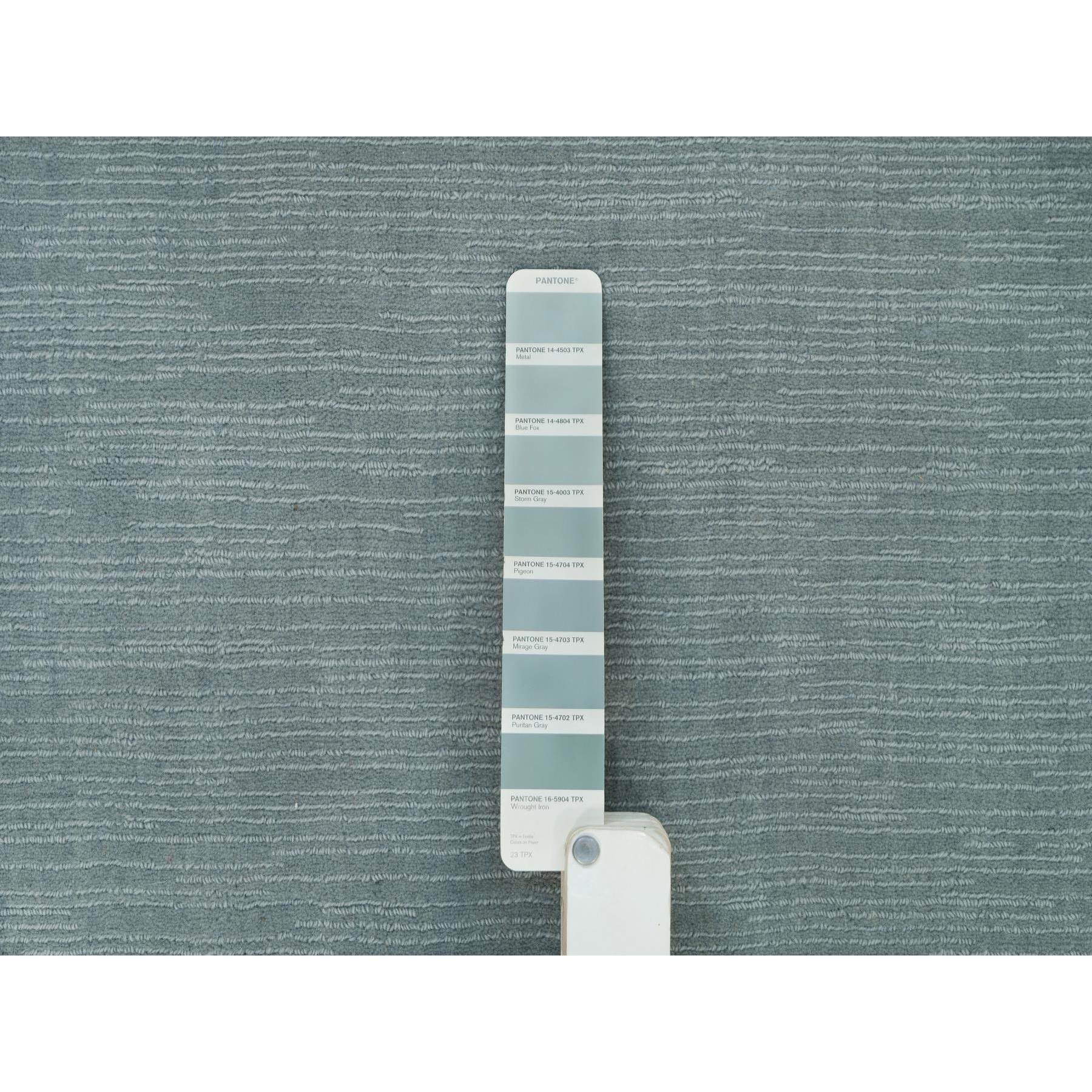 2'x3'1" Stormcloud Gray, Thick and Plush Plain Loom Knotted, Wool and Plant Based Silk, Mat Oriental Rug Sh90175