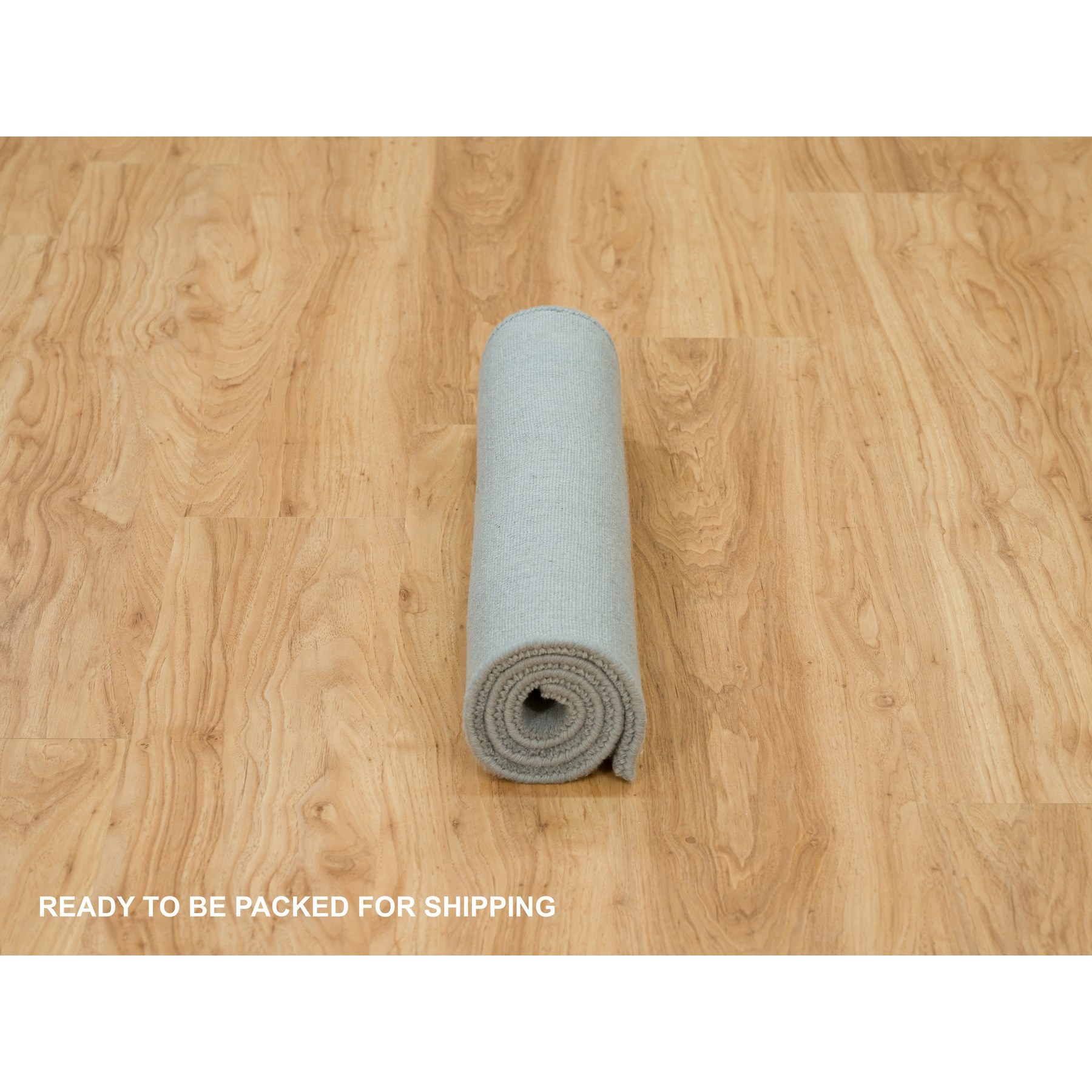 2'x3'1" Stormcloud Gray, Thick and Plush Plain Loom Knotted, Wool and Plant Based Silk, Mat Oriental Rug Sh90175