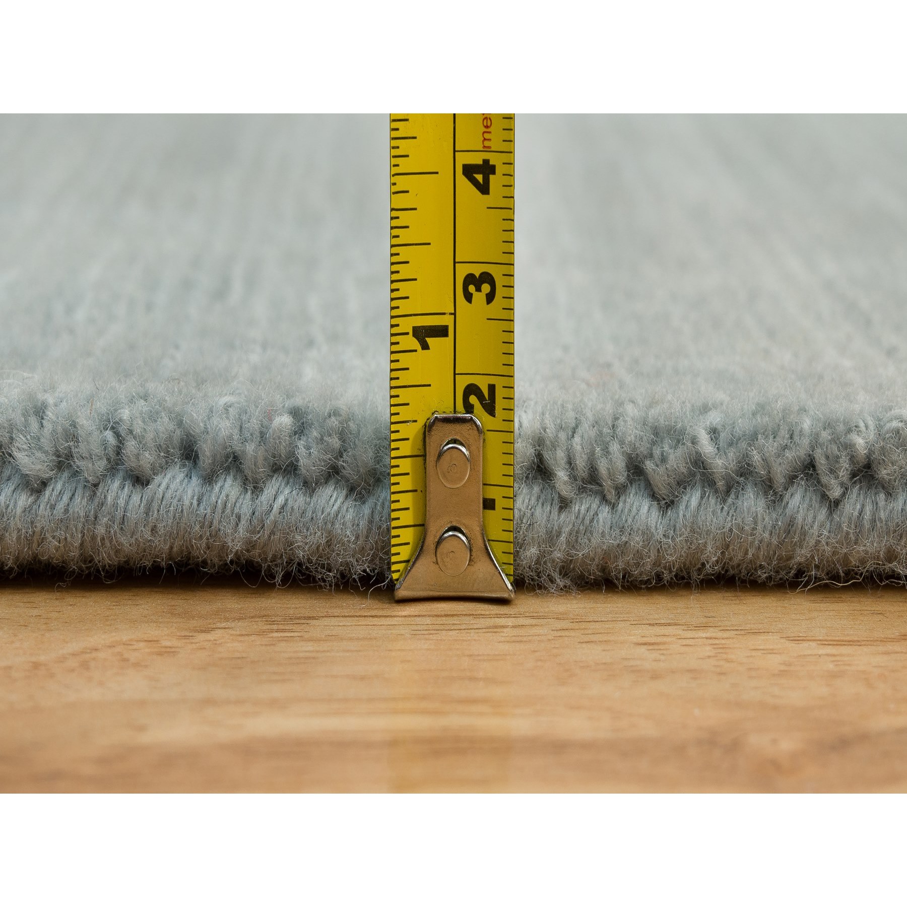2'x3'1" Stormcloud Gray, Thick and Plush Plain Loom Knotted, Wool and Plant Based Silk, Mat Oriental Rug Sh90175