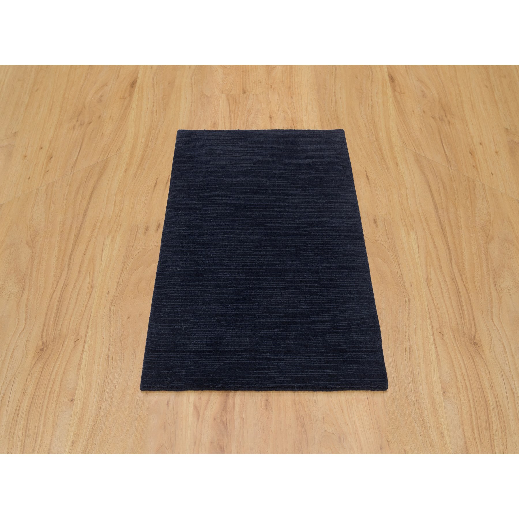 2'x3'1" Millennium Blue, Soft Pile Wool and Plant Based Silk, Thick and Plush,  Loom Knotted, Plain Modern Mat Oriental Rug Sh90176