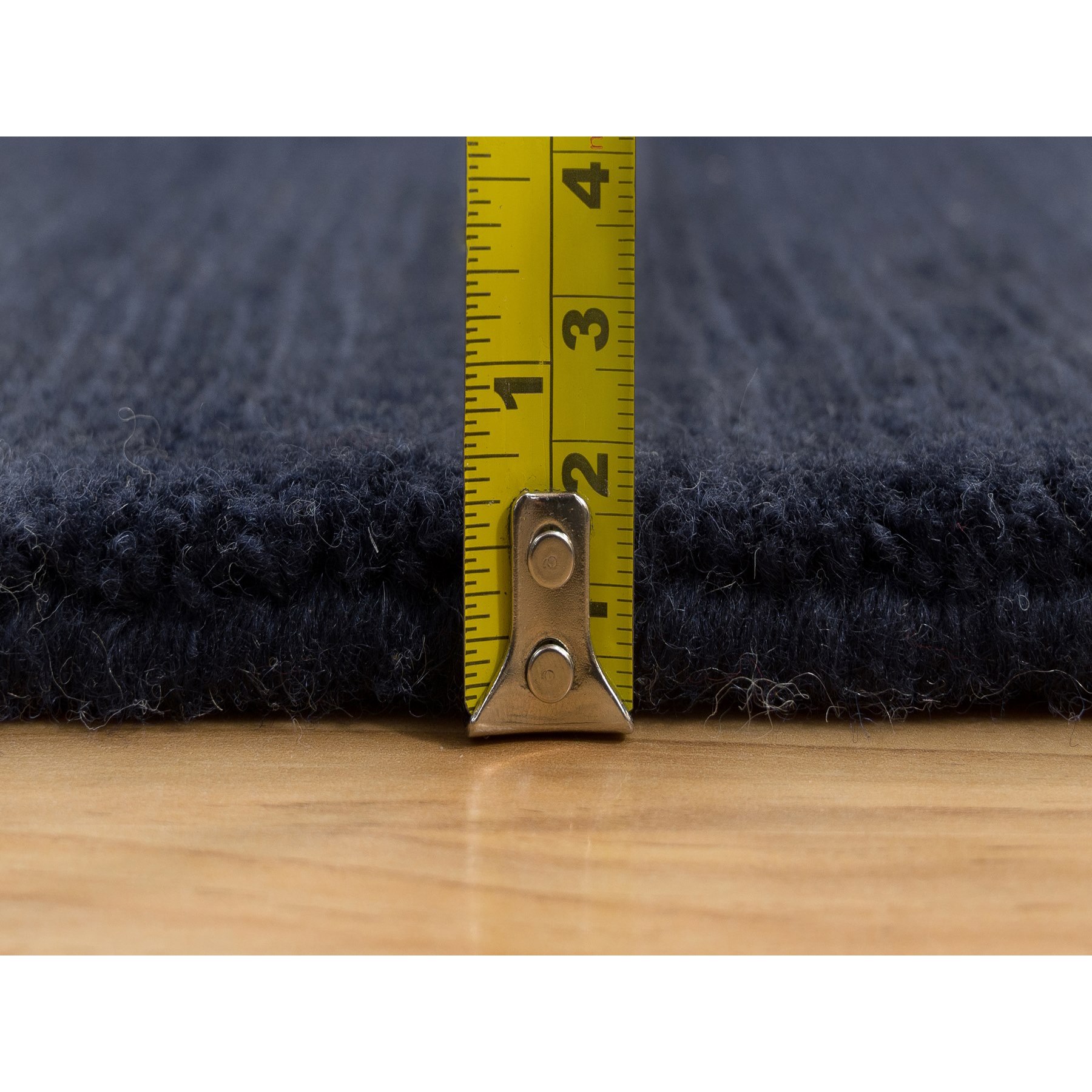 2'x3'1" Millennium Blue, Soft Pile Wool and Plant Based Silk, Thick and Plush,  Loom Knotted, Plain Modern Mat Oriental Rug Sh90176