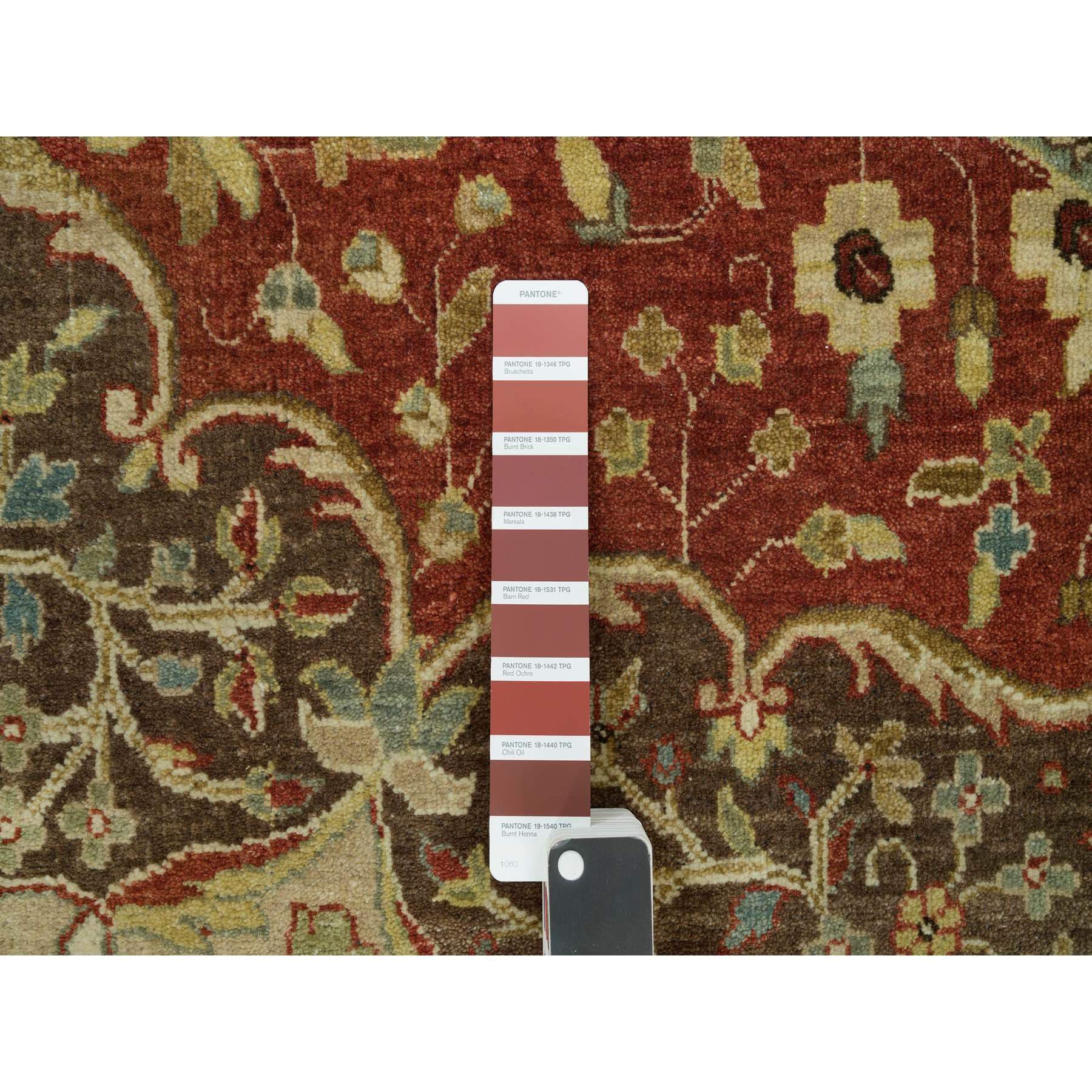 10'x10' Rufous Red, Hand Knotted Tabriz Antique and Haji Jalili Design, Organic Wool, Plush Pile, Vegetable Dyes, Round Oriental Fine Weave Rug Sh90287