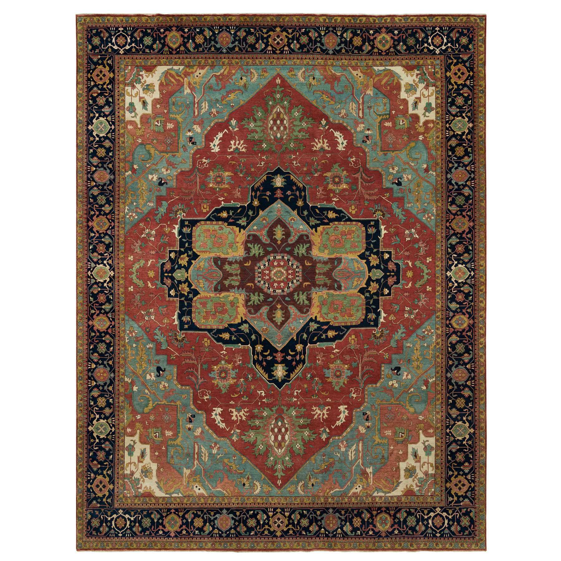  Wool Hand-Knotted Area Rug 13'10