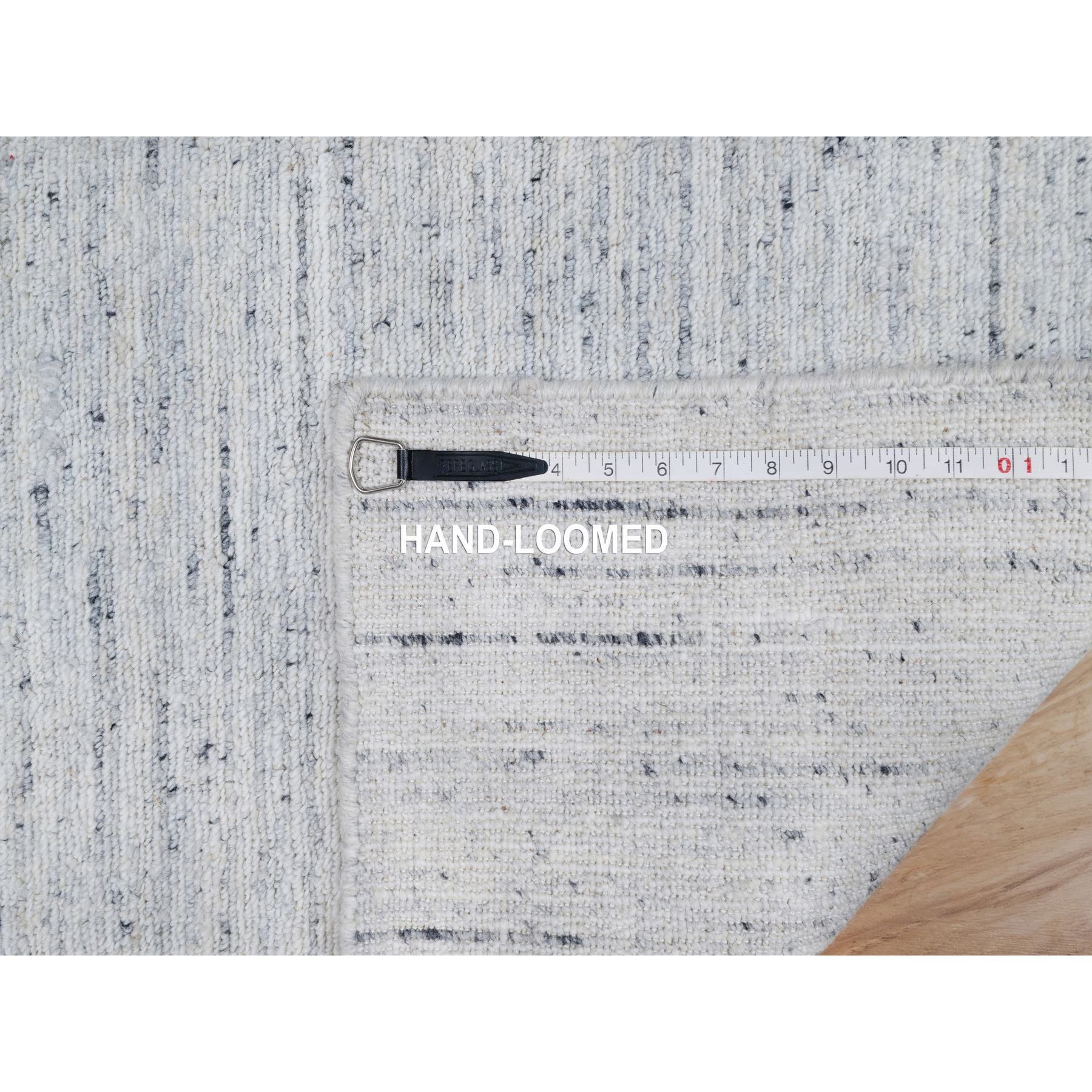 2'x3' Cloud Gray, Modern Striae Design, Tone on Tone, Thick and Plush, Pure Wool, Hand Loomed, Mat, Oriental Rug Sh90787