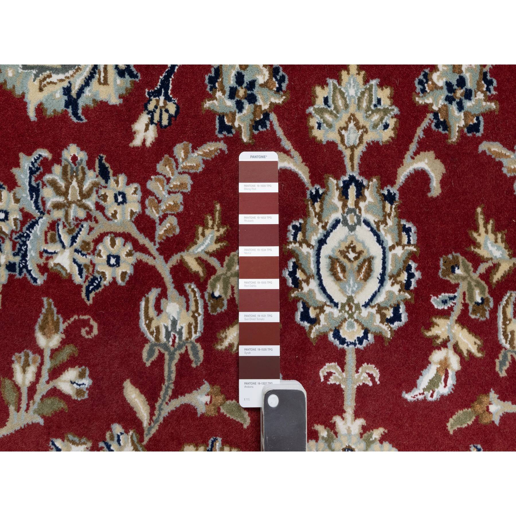 8'9"x12' Falu Red, Nain with Center Medallion Flower Design, Hand Knotted, Wool and Silk, 250 KPSI, Oriental Rug Sh90869