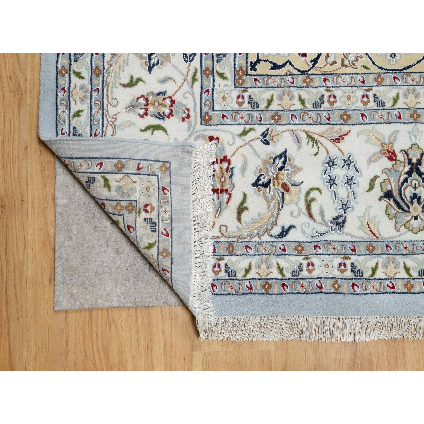 9'9"x14'3" Beau Blue, Wool and Silk, Hand Knotted, Nain with Large Center Medallion, 250 KPSI, Oriental Rug Sh90872