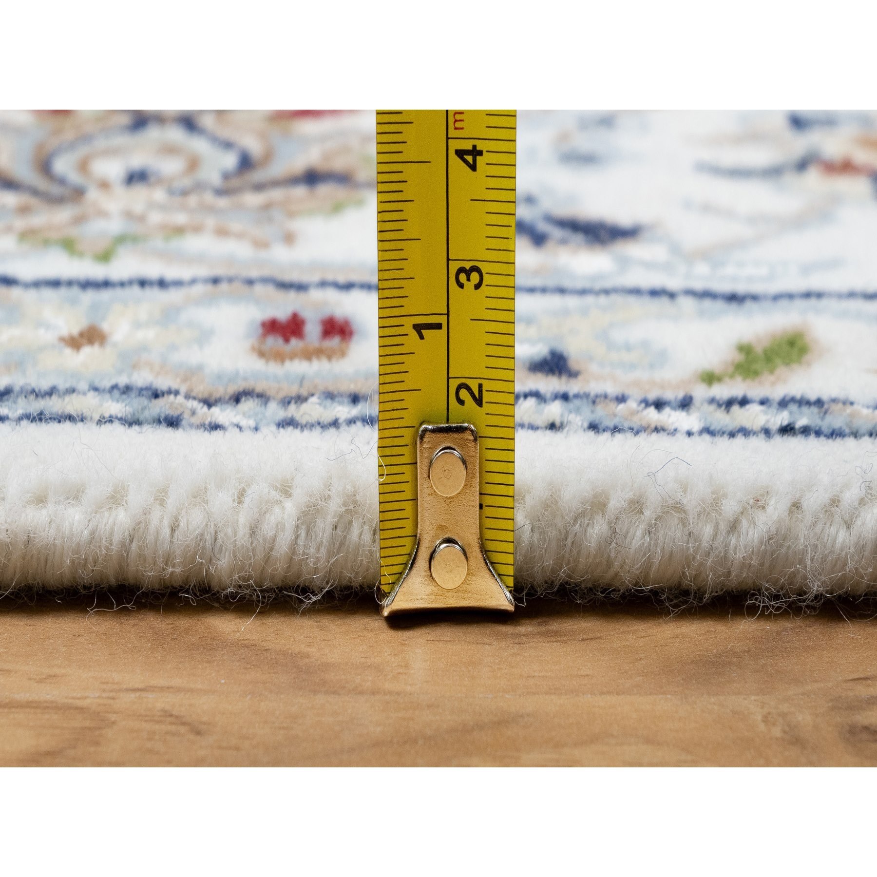5'x7' Natural White, Organic Wool, Nain All Over Floral Design, Hand Knotted, 250 KPSI, Oriental Rug Sh90876