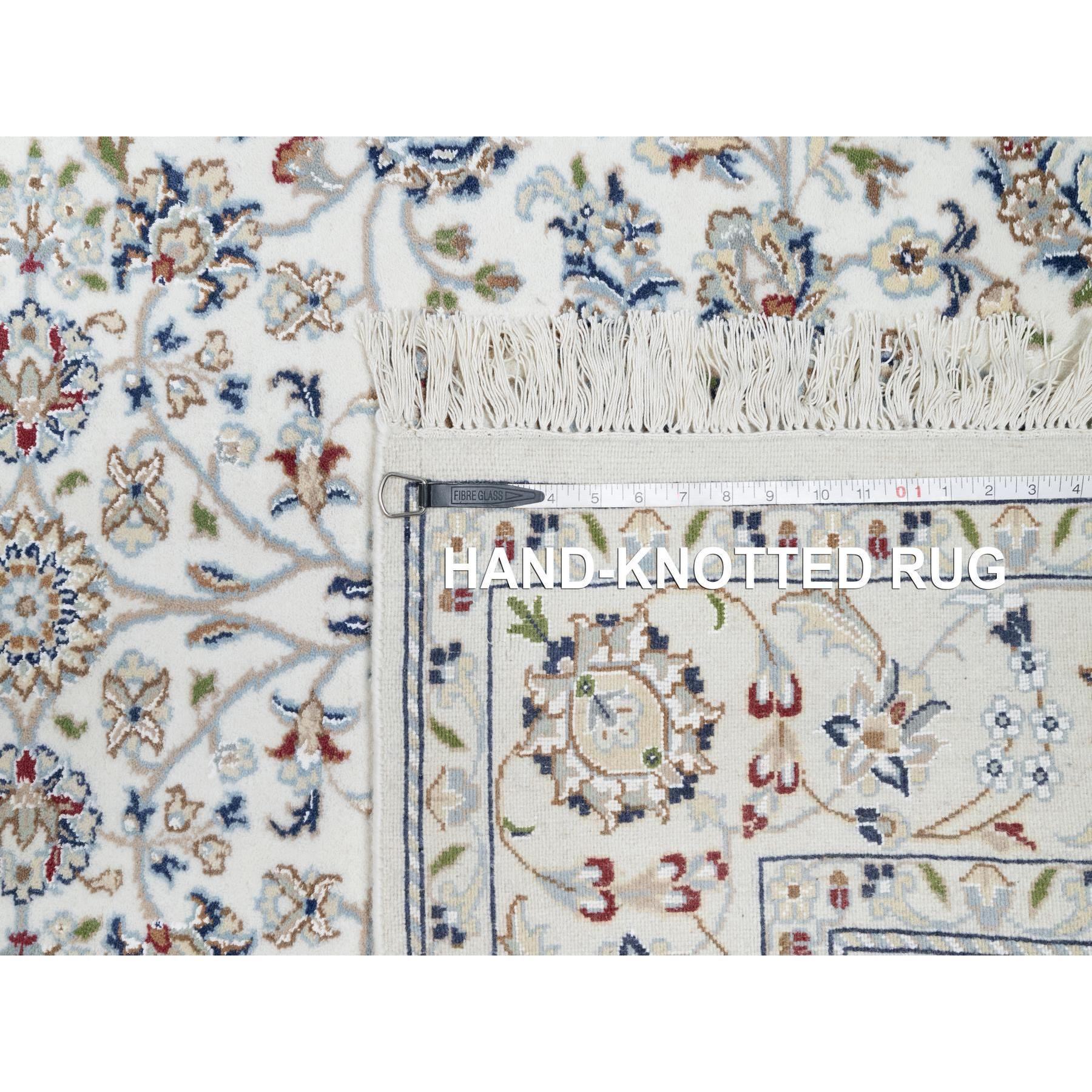 5'x7' Natural White, Organic Wool, Nain All Over Floral Design, Hand Knotted, 250 KPSI, Oriental Rug Sh90876