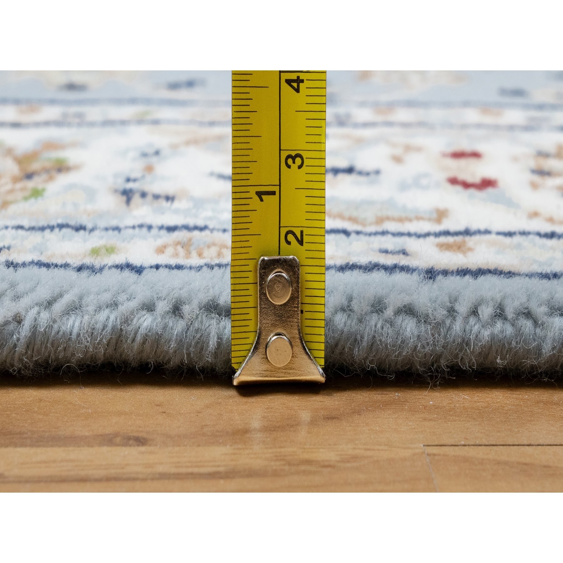 2'8"x8'4" Beau Blue, Nain with Large Center Medallion, 250 KPSI, Wool and Silk, Hand Knotted, Runner, Oriental Rug Sh90880