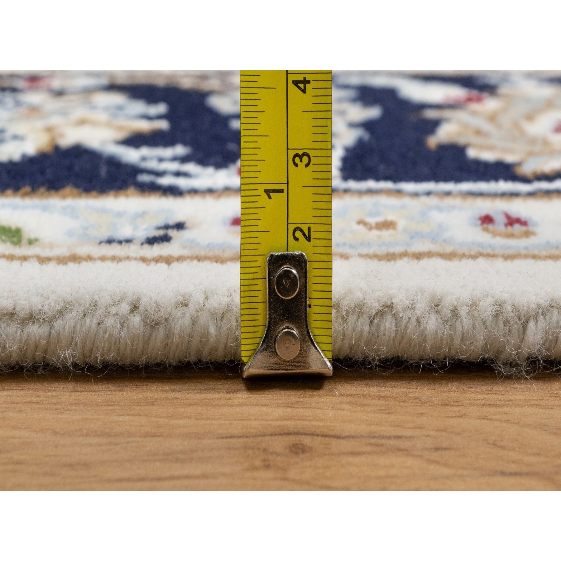 4'2"x6'2" Rice White, Nain All Over Flower Design, 250 KPSI, Wool and Silk, Hand Knotted, Oriental Rug Sh90885