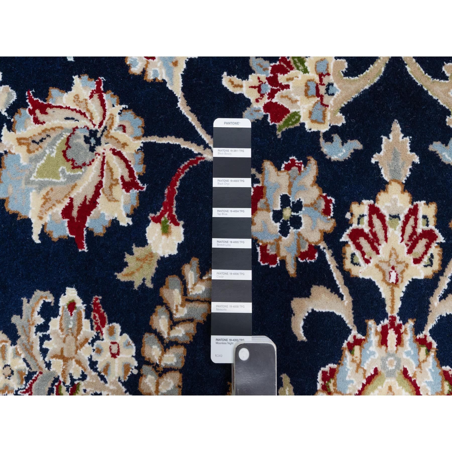 9'8"x14'2" Vulcan Blue, Hand Knotted, Nain with Center Medallion Flower Design, 250 KPSI, Wool and Silk, Oriental Rug Sh90899