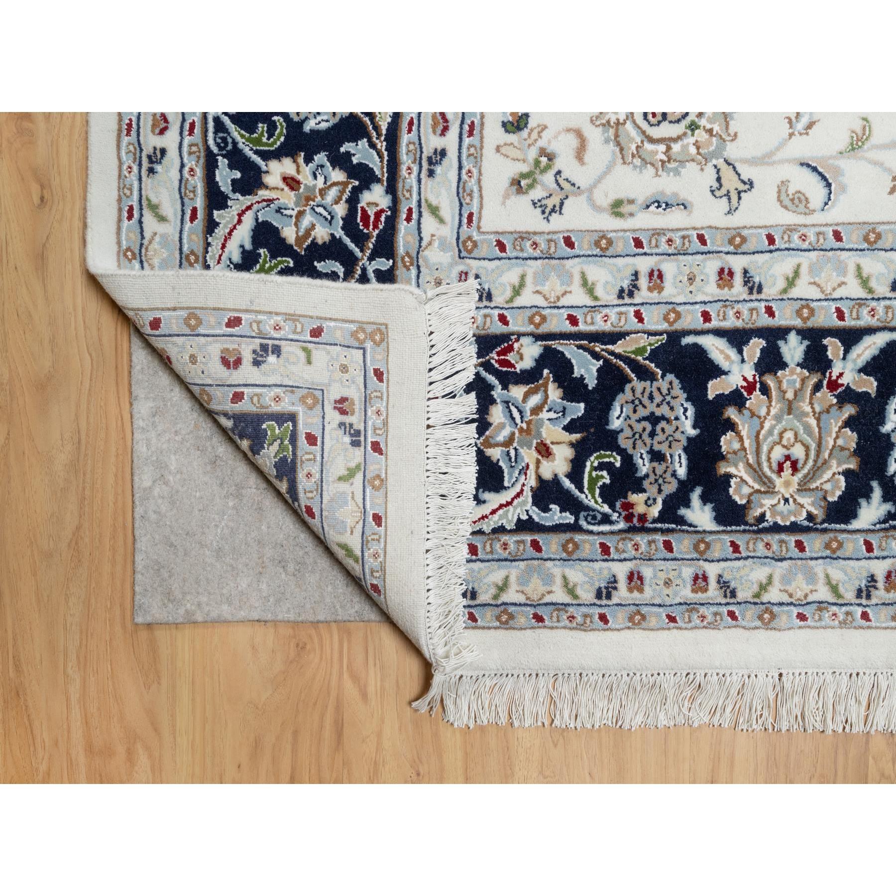 8'7"x12' Spring White, Wool and Silk, Nain All Over Flower Design, 250 KPSI, Hand Knotted, Oriental Rug Sh90900