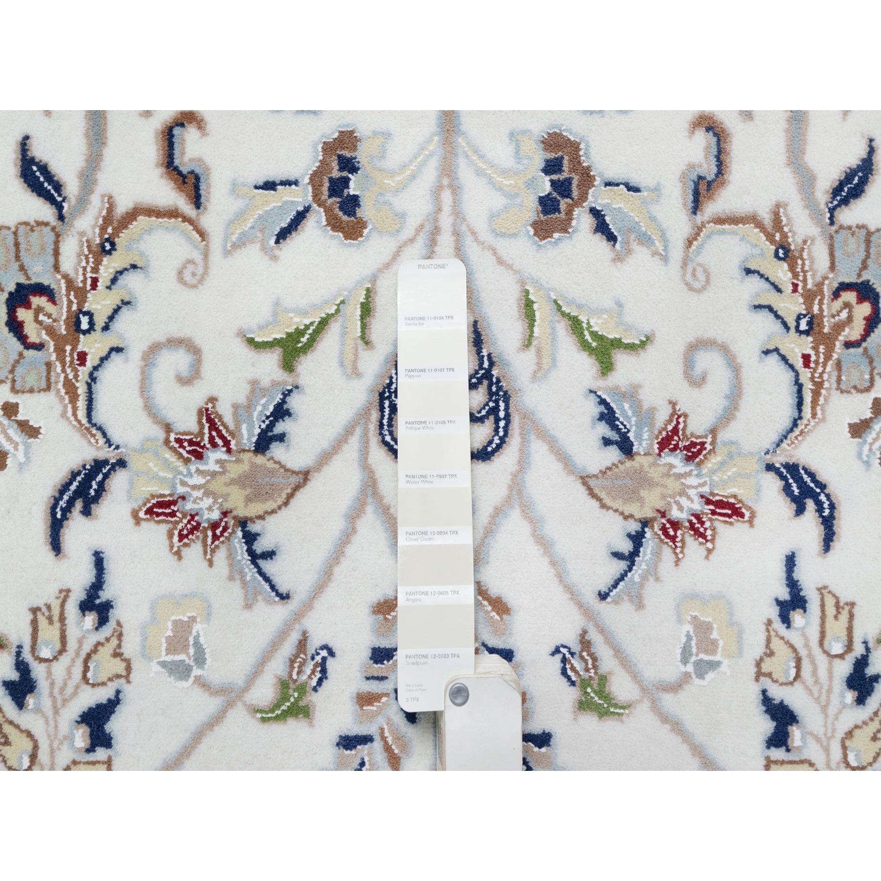 10'x10' Isabelline White, Wool and Silk, Hand Knotted, 250 KPSI, Nain All Over Floral Design, Square, Oriental Rug Sh90906