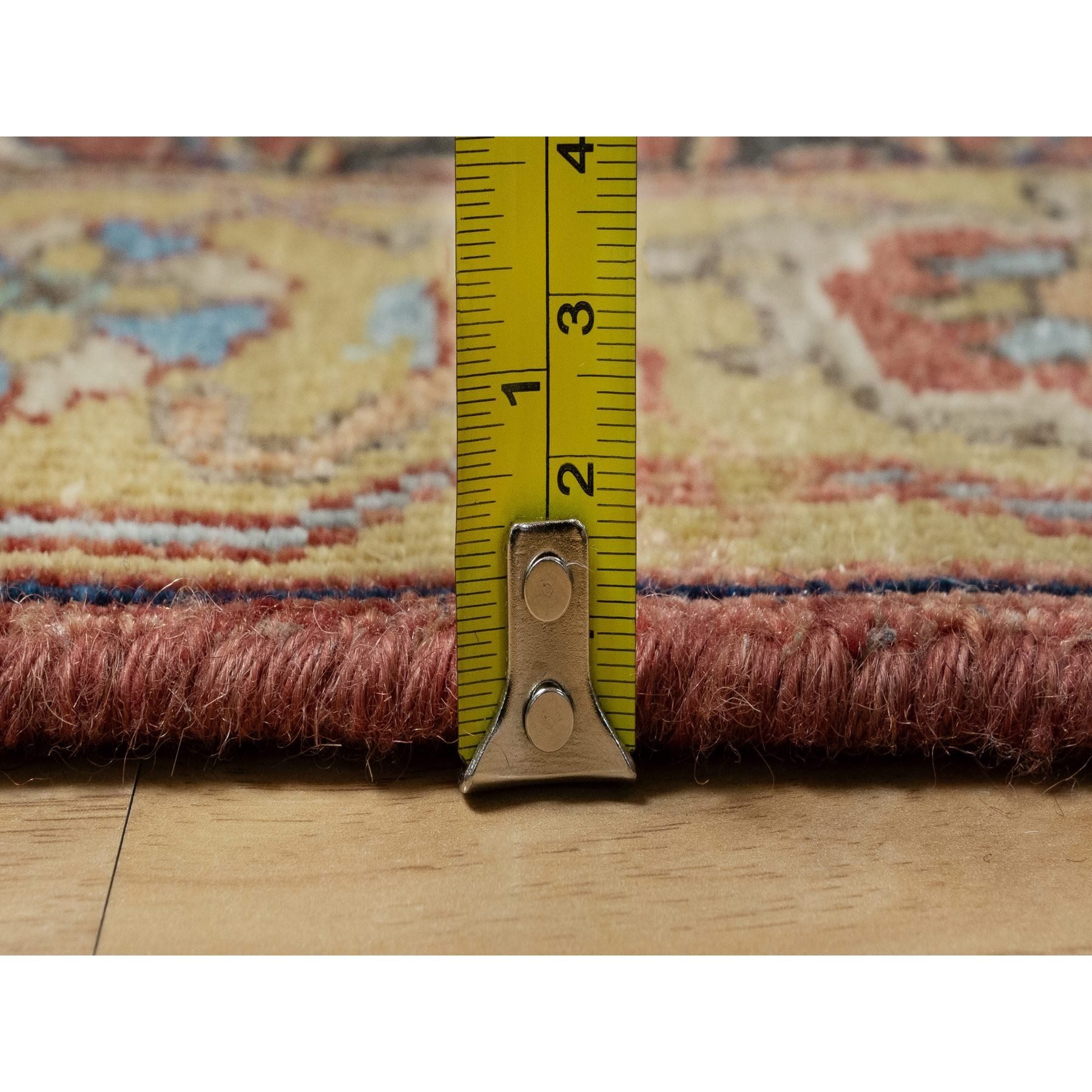 2'7"x18'2" Currant Red With Satin Sheen Gold, Soft Pile Vibrant Wool, Vegetable Dyes and Denser Weave, Antiqued Fine Heriz Re-Creation, Hand Knotted, Oriental XL Runner Rug Sh90915