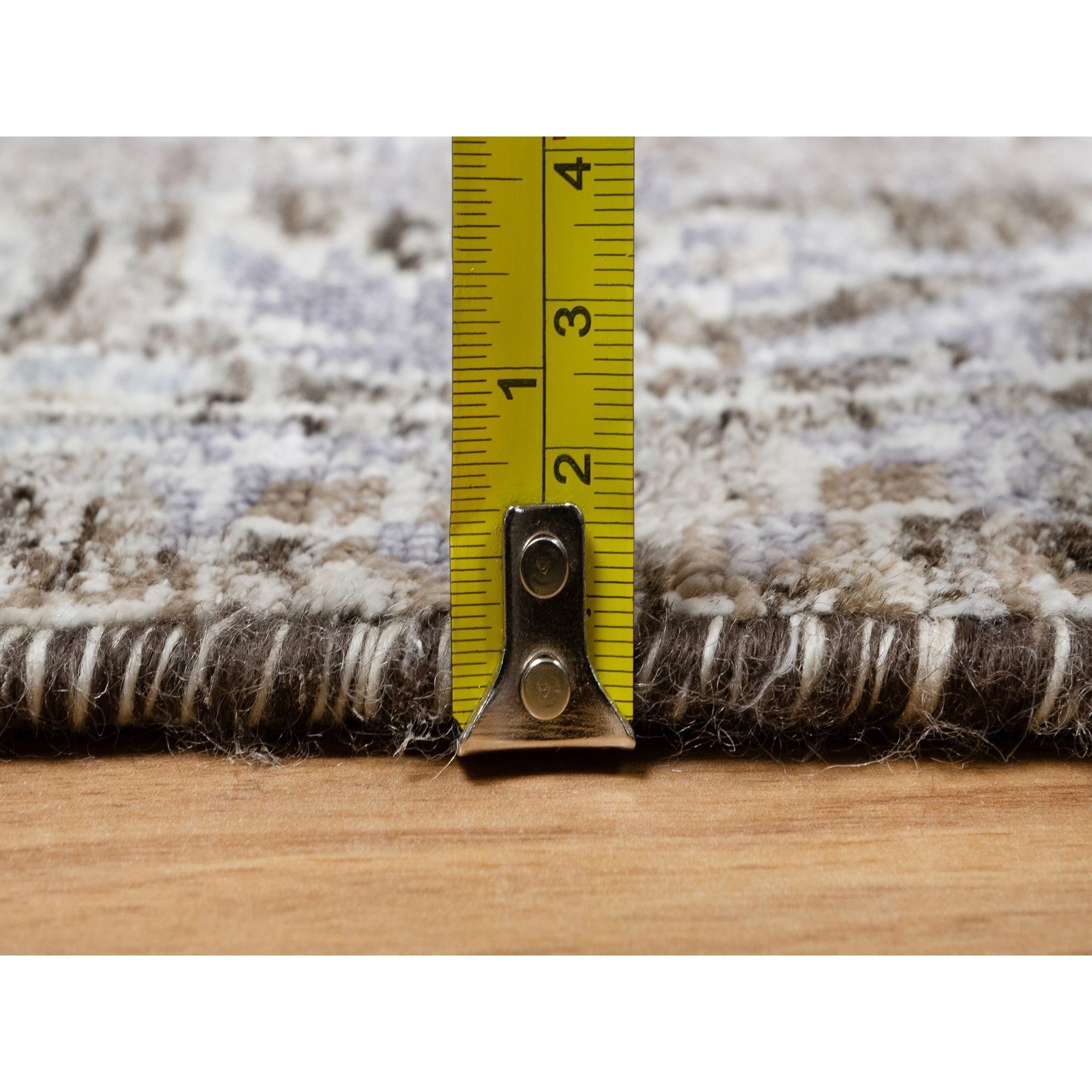 2'1"x3' Fossil Gray, Hand Knotted With Willow And Cypress Tree Design, Silk With Textured Wool, Mat Oriental Rug Sh90950