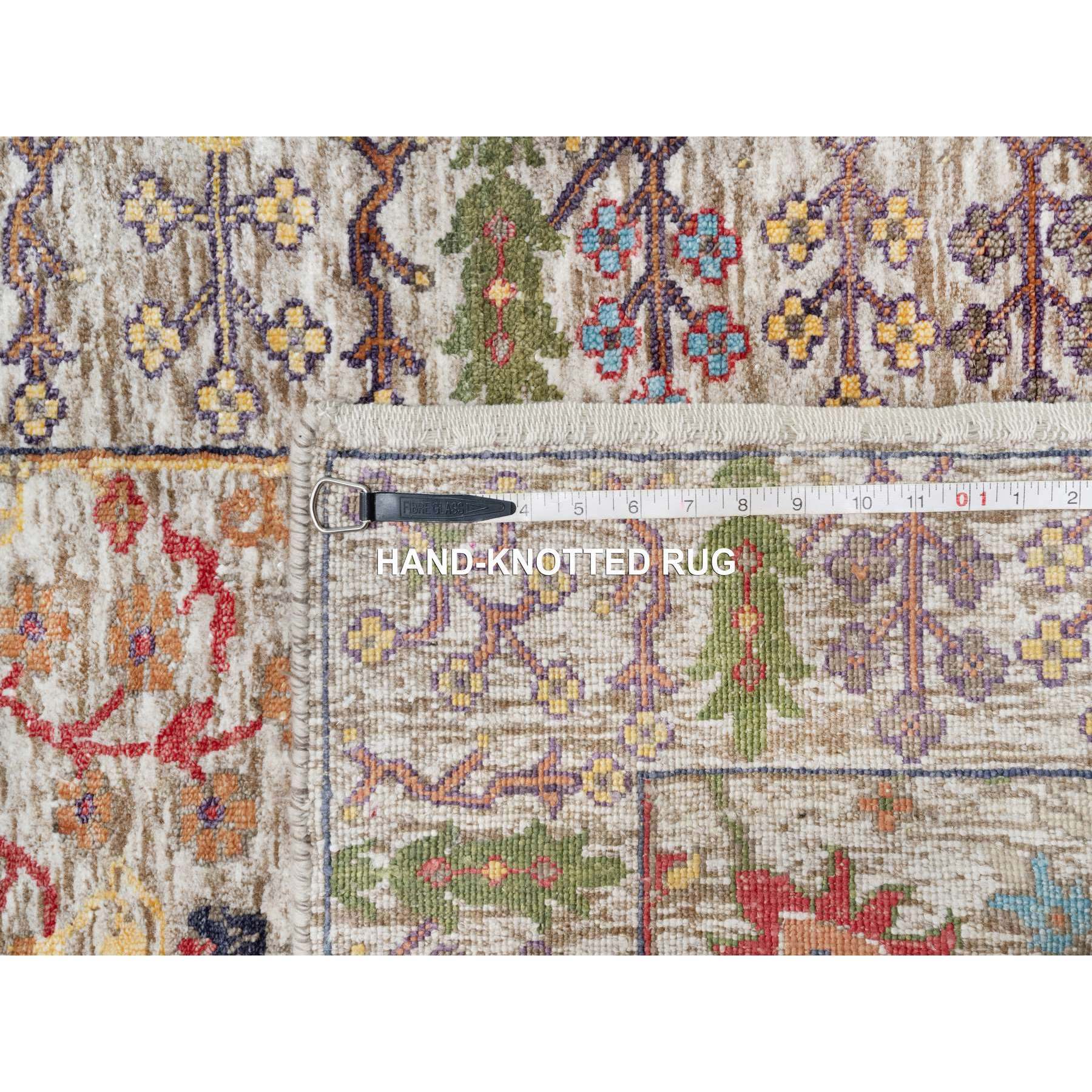 2'6"x23'10" Pearl Bush Beige, Hand Knotted Silk With Textured Wool, Directional Vase Design, Lush and Plush, Soft Pile, XL Runner Oriental Rug Sh90963