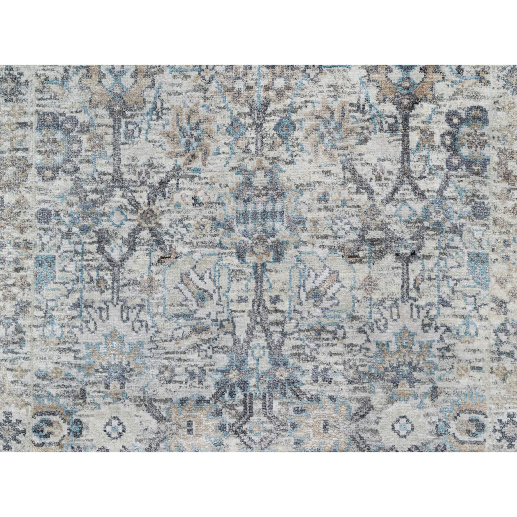 2'7"x27'7" Solstice White, Hand Knotted, Tabriz Vase With Pomegranate Design, Silk With Textured Wool, Soft and Vibrant Pile, XL Runner Oriental Rug Sh90968