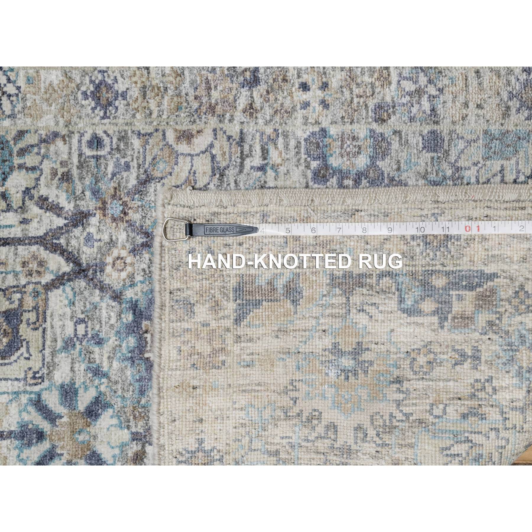 2'7"x27'7" Solstice White, Hand Knotted, Tabriz Vase With Pomegranate Design, Silk With Textured Wool, Soft and Vibrant Pile, XL Runner Oriental Rug Sh90968