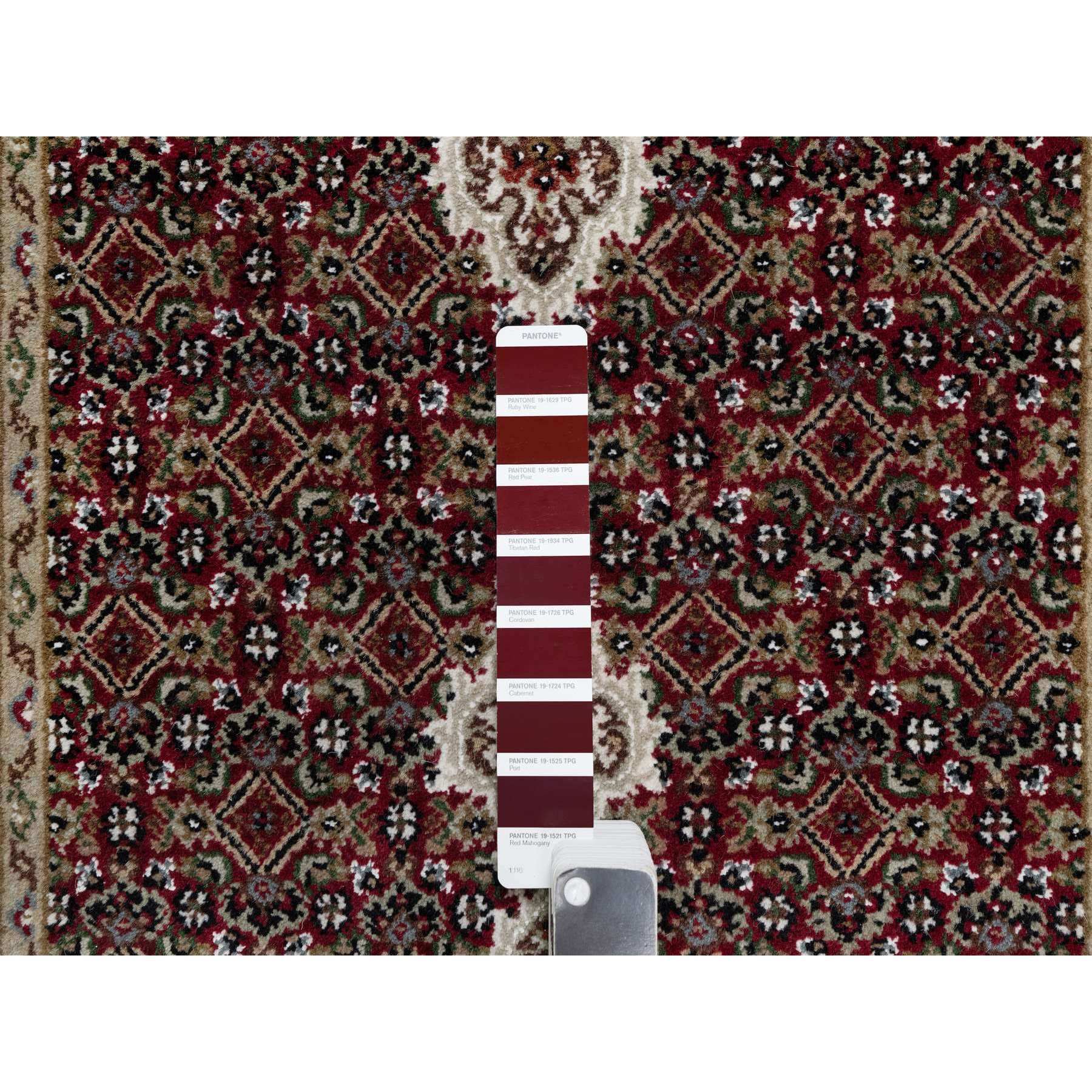 2'7"x20'4" Scarlet Red, Tabriz Mahi with Fish Medallion Design, Pure Wool, Hand Knotted, Densely Woven, XL Runner, Oriental Rug Sh90980