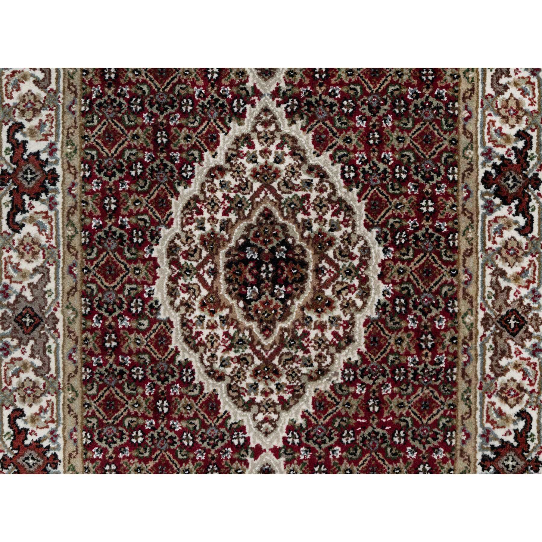 2'7"x20'4" Scarlet Red, Tabriz Mahi with Fish Medallion Design, Pure Wool, Hand Knotted, Densely Woven, XL Runner, Oriental Rug Sh90980