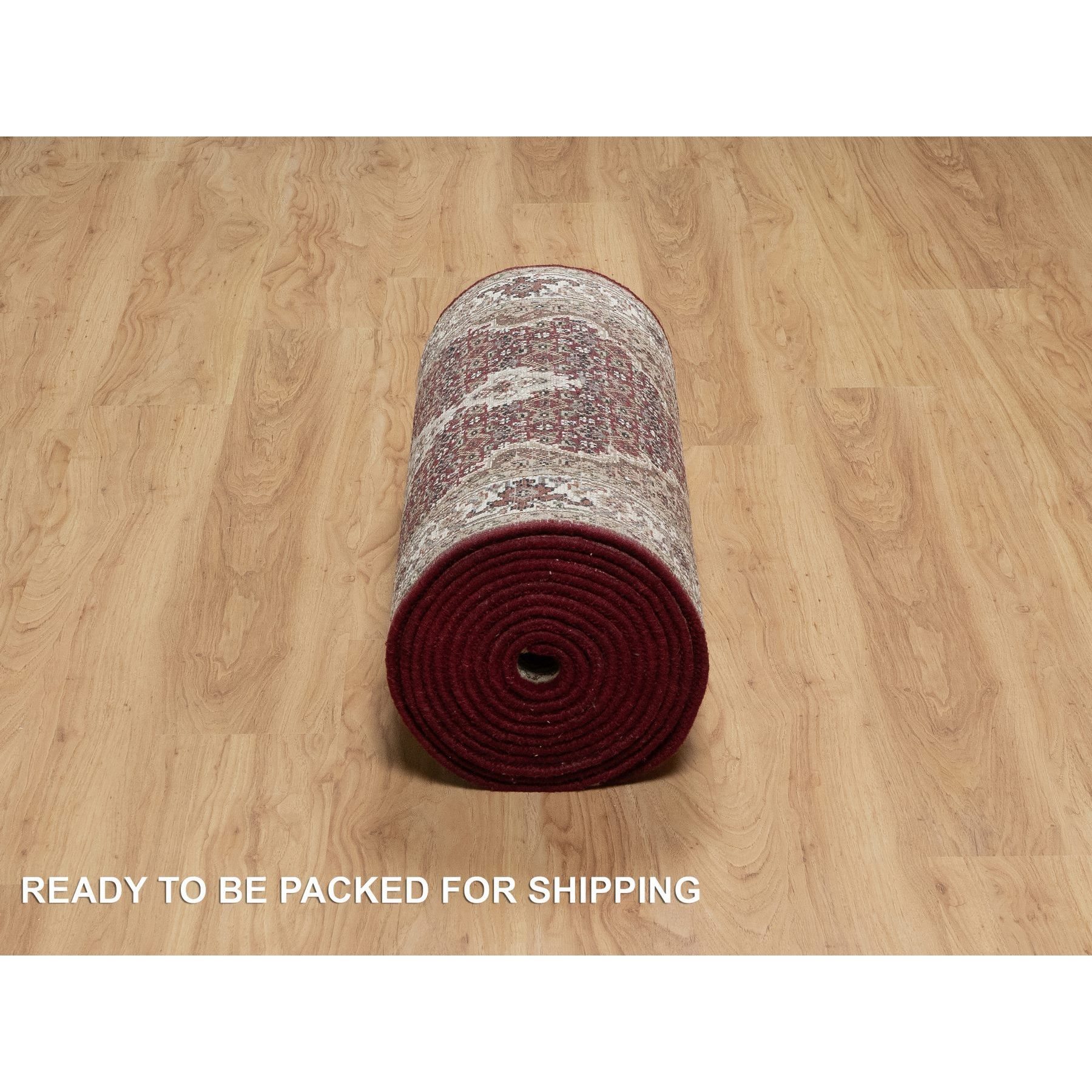 2'7"x20'4" Scarlet Red, Tabriz Mahi with Fish Medallion Design, Pure Wool, Hand Knotted, Densely Woven, XL Runner, Oriental Rug Sh90980