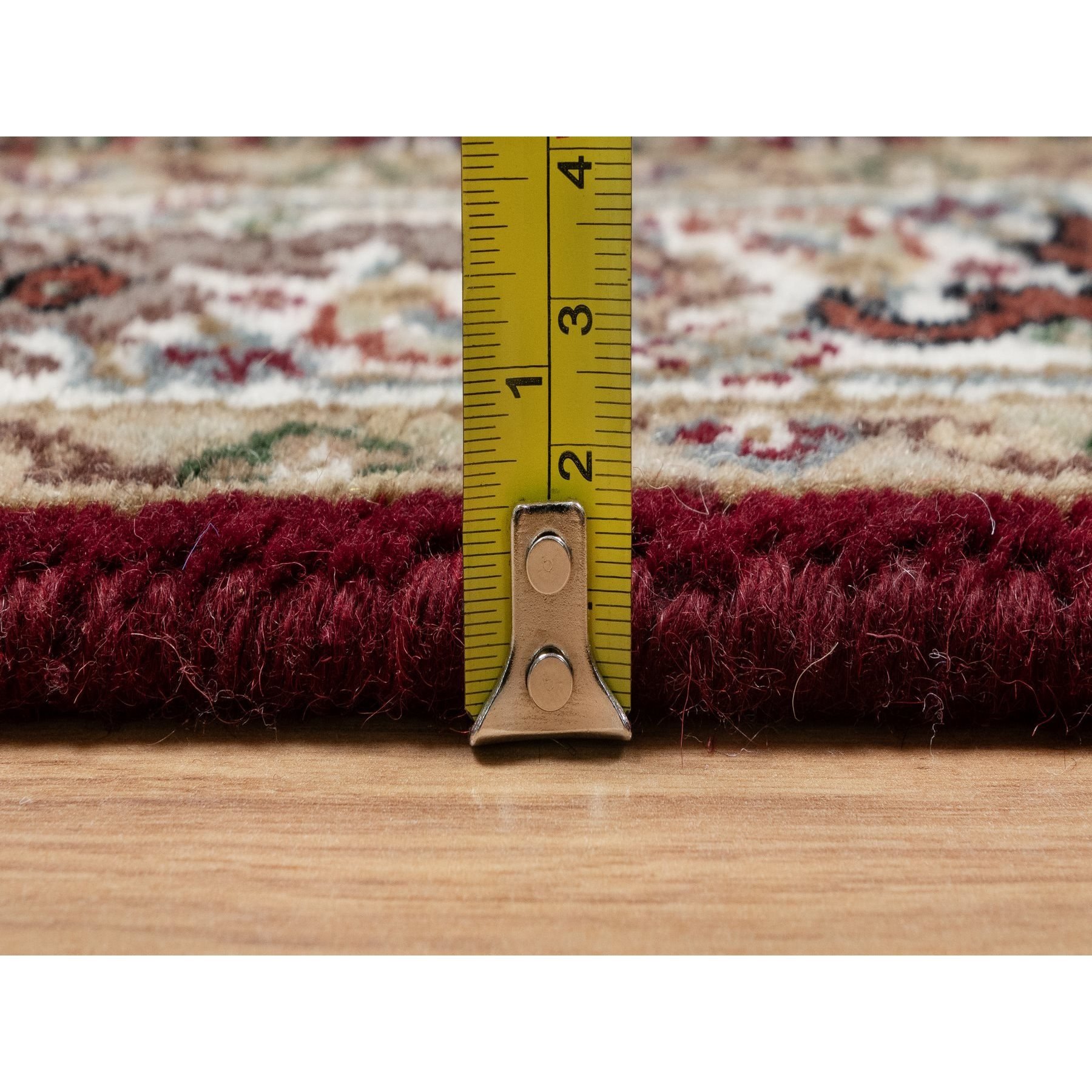 2'7"x20'4" Scarlet Red, Tabriz Mahi with Fish Medallion Design, Pure Wool, Hand Knotted, Densely Woven, XL Runner, Oriental Rug Sh90980