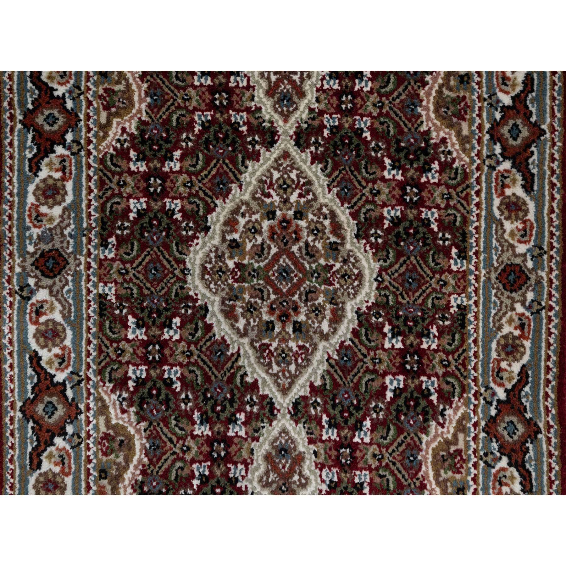 2'x3' Carmine Red, Tabriz Mahi with Fish Medallion Design, Soft Wool, Hand Knotted, Densely Woven, Mat, Oriental Rug Sh90994