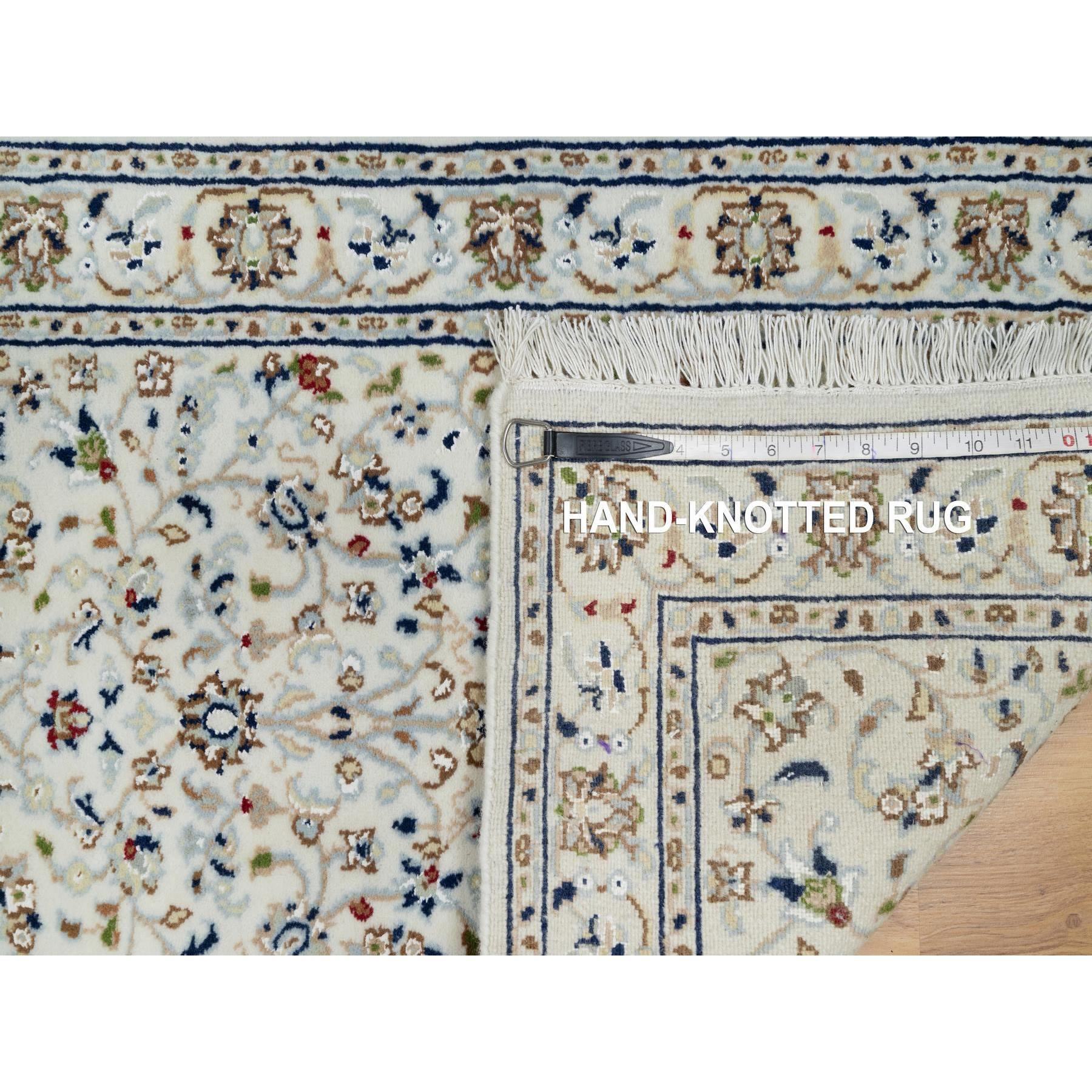 2'x3'2" Cotton White, Nain with All Over Flower Design, Wool and Silk, Hand Knotted, 250 KPSI, Mat, Oriental Rug Sh91002