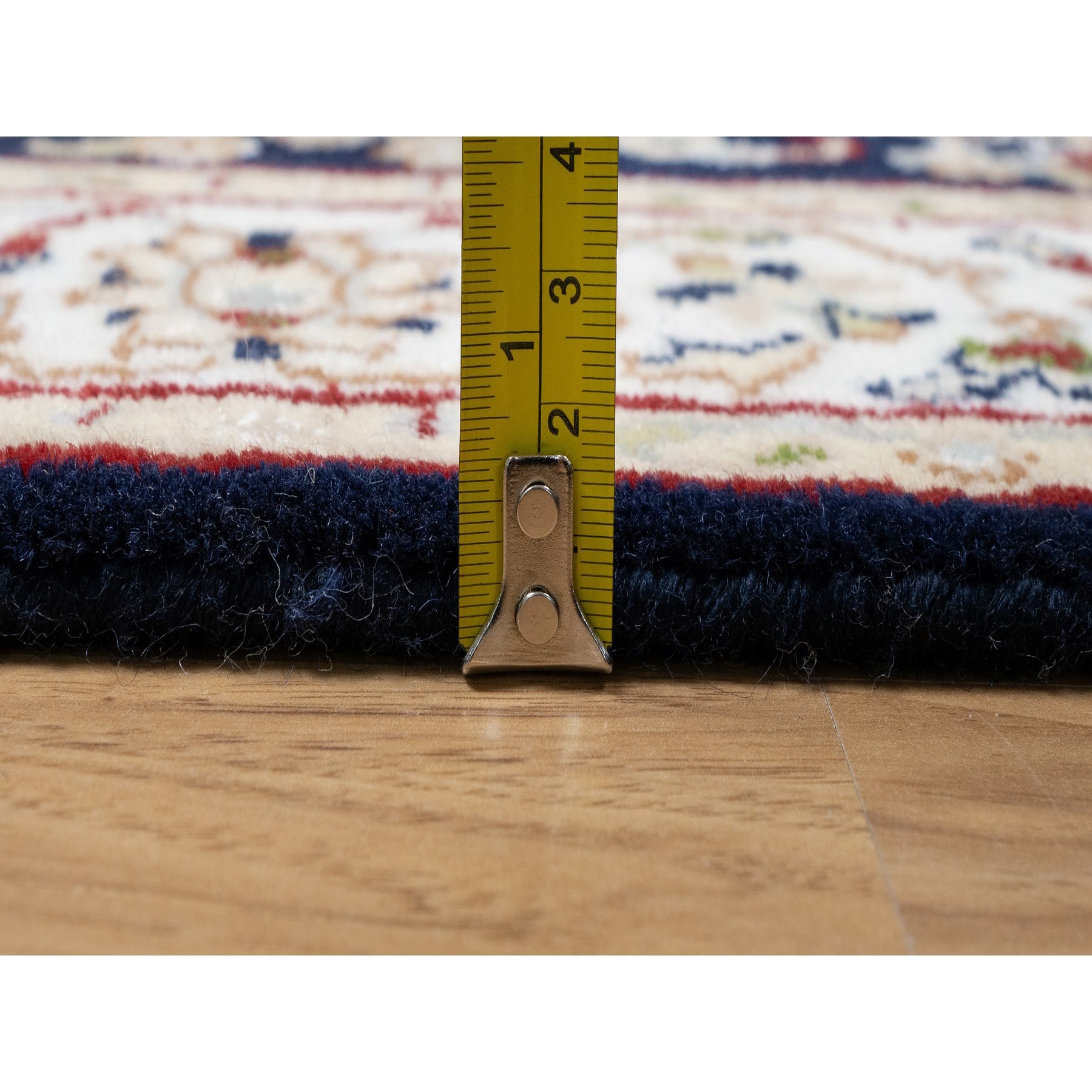 2'7"x16' Polo Blue, Nain with All Over Floral Design, Wool and Silk, Soft Pile, 250 KPSI, Hand Knotted, XL Runner, Oriental Rug Sh91016