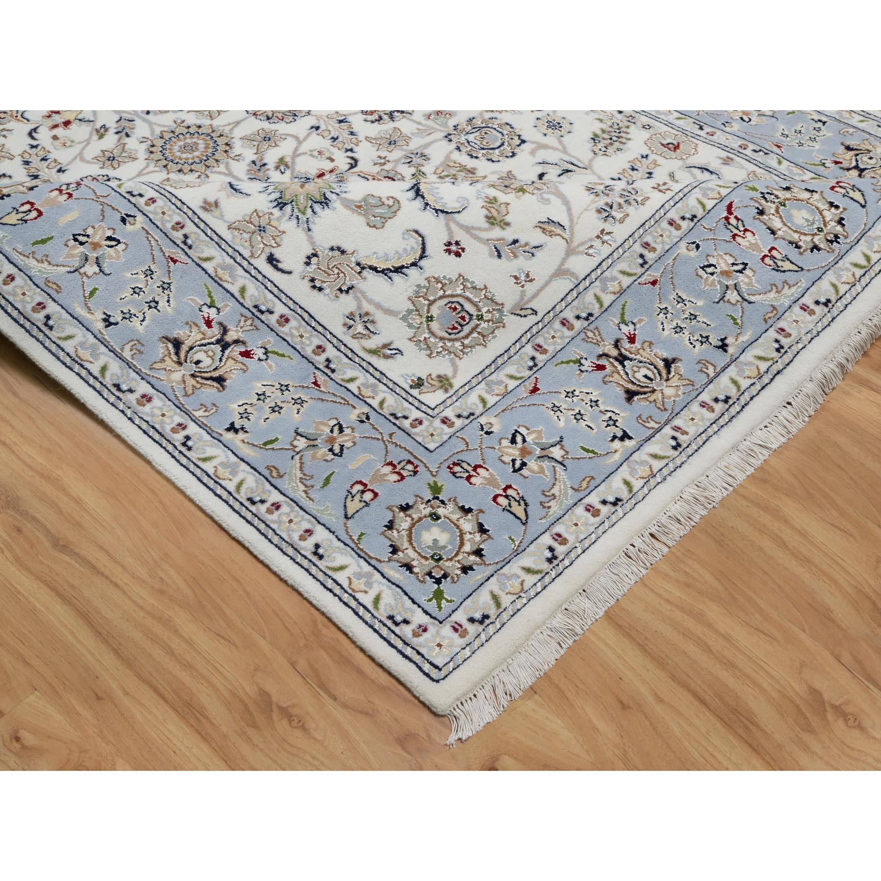 5'7"x9' Daisy White, Nain with All Over Flower Design, 250 KPSI, Wool and Silk, Hand Knotted, Oriental Rug Sh91017