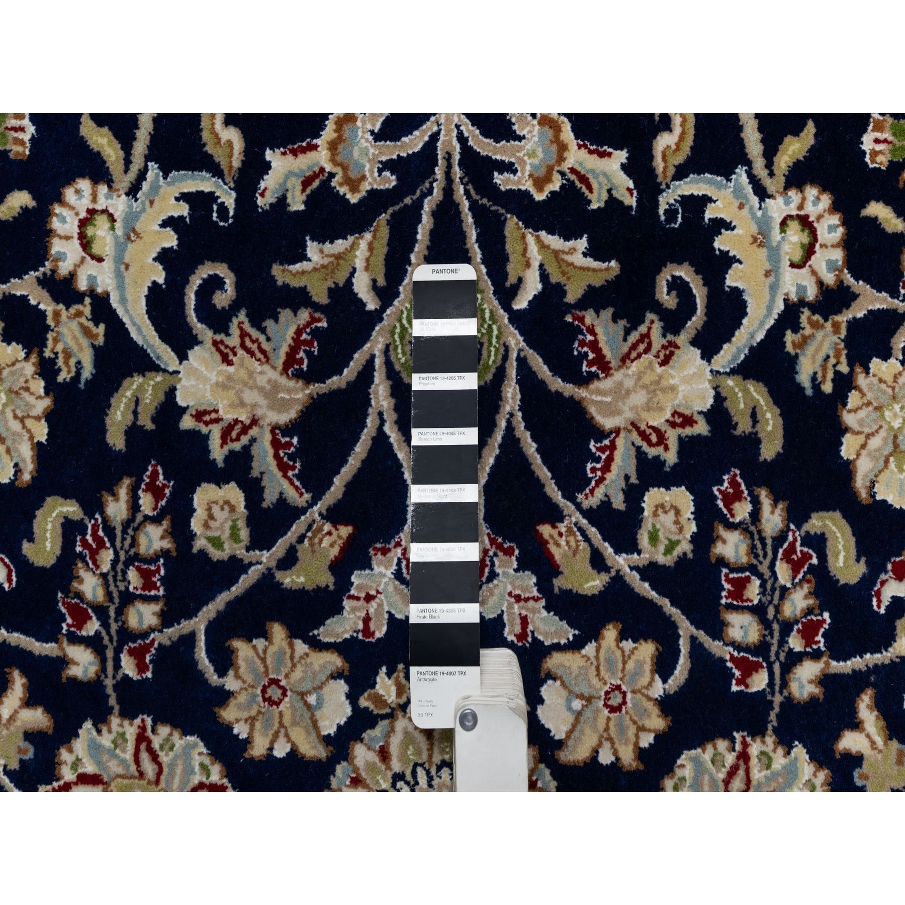 8'9"x12' Graphite Blue, Hand Knotted, Nain with All Over Flower Design, Soft Pile, 250 KPSI, Wool and Silk, Oriental Rug Sh91034