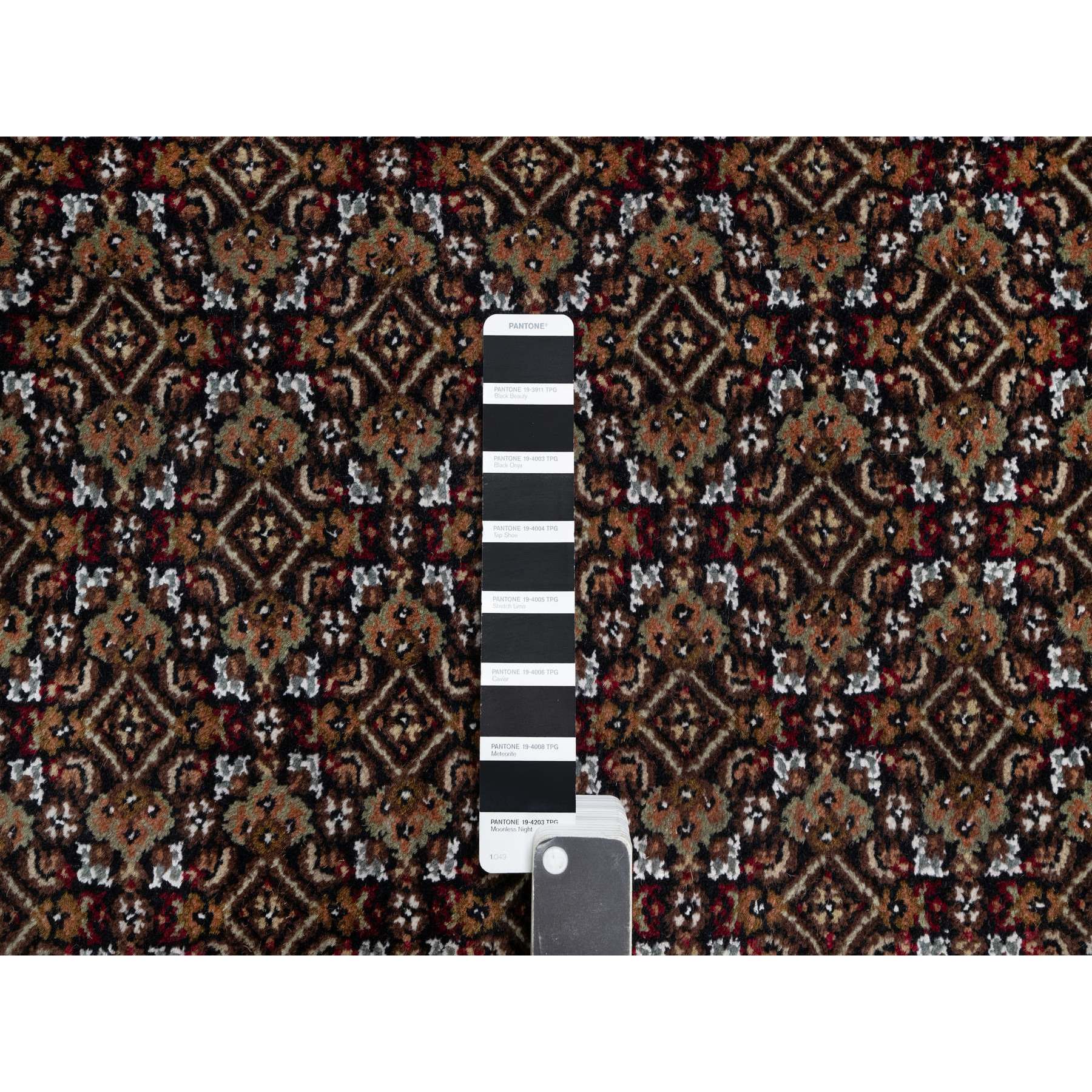 11'8"x15'2" Rich Black, Hand Knotted, Tabriz Mahi with Fish Medallion Design, 175 KPSI, Organic Wool, Oversized, Oriental Rug Sh91056