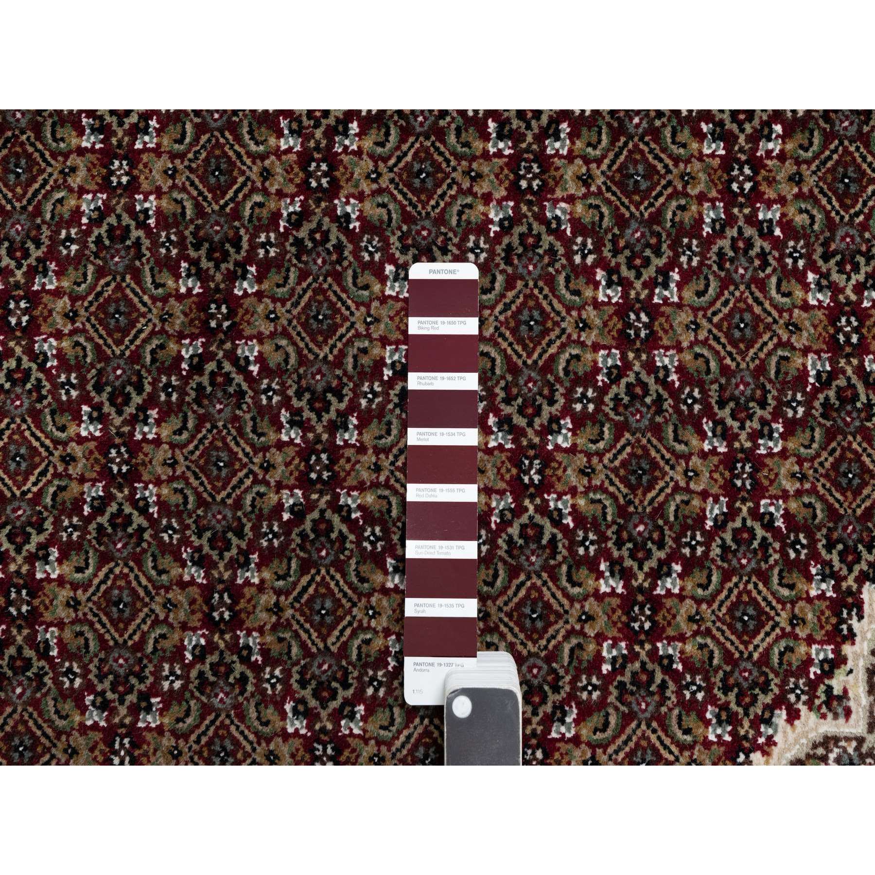 11'9"x15'1" Carmine Red, Tabriz Mahi with Fish Medallion Design, Soft Wool, Hand Knotted, Densely Woven, Oversized, Oriental Rug Sh91060